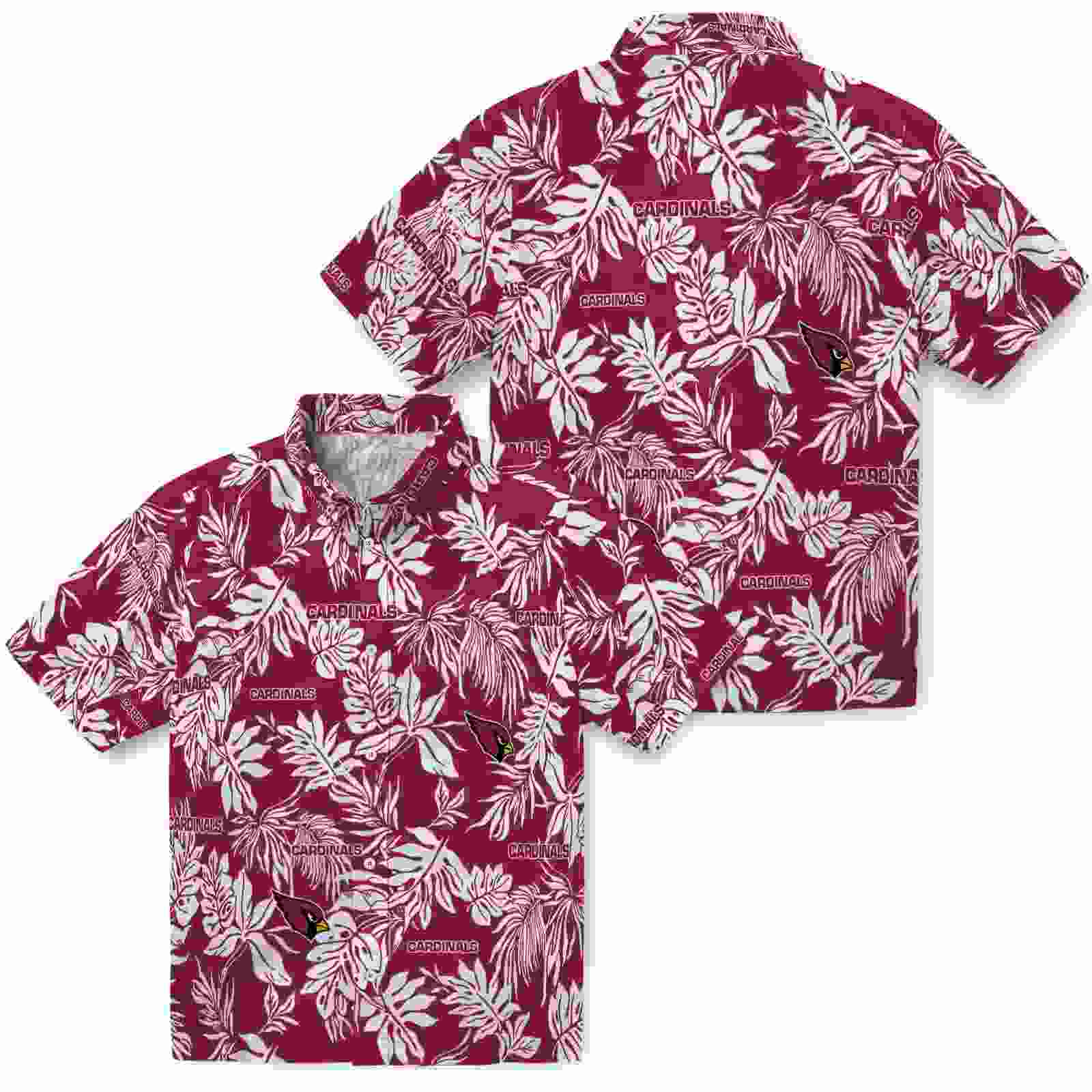 arizona cardinals tropical leaf red white hawaiian shirt high quality