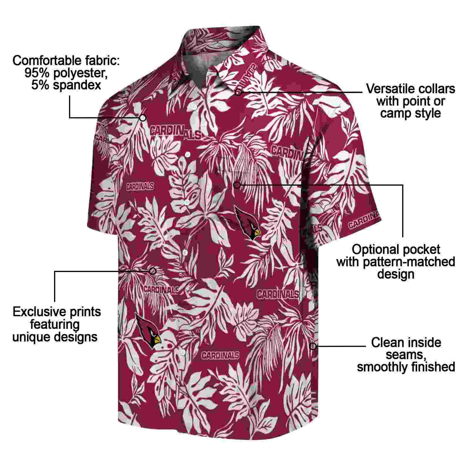 arizona cardinals tropical leaf red white hawaiian shirt new arrival