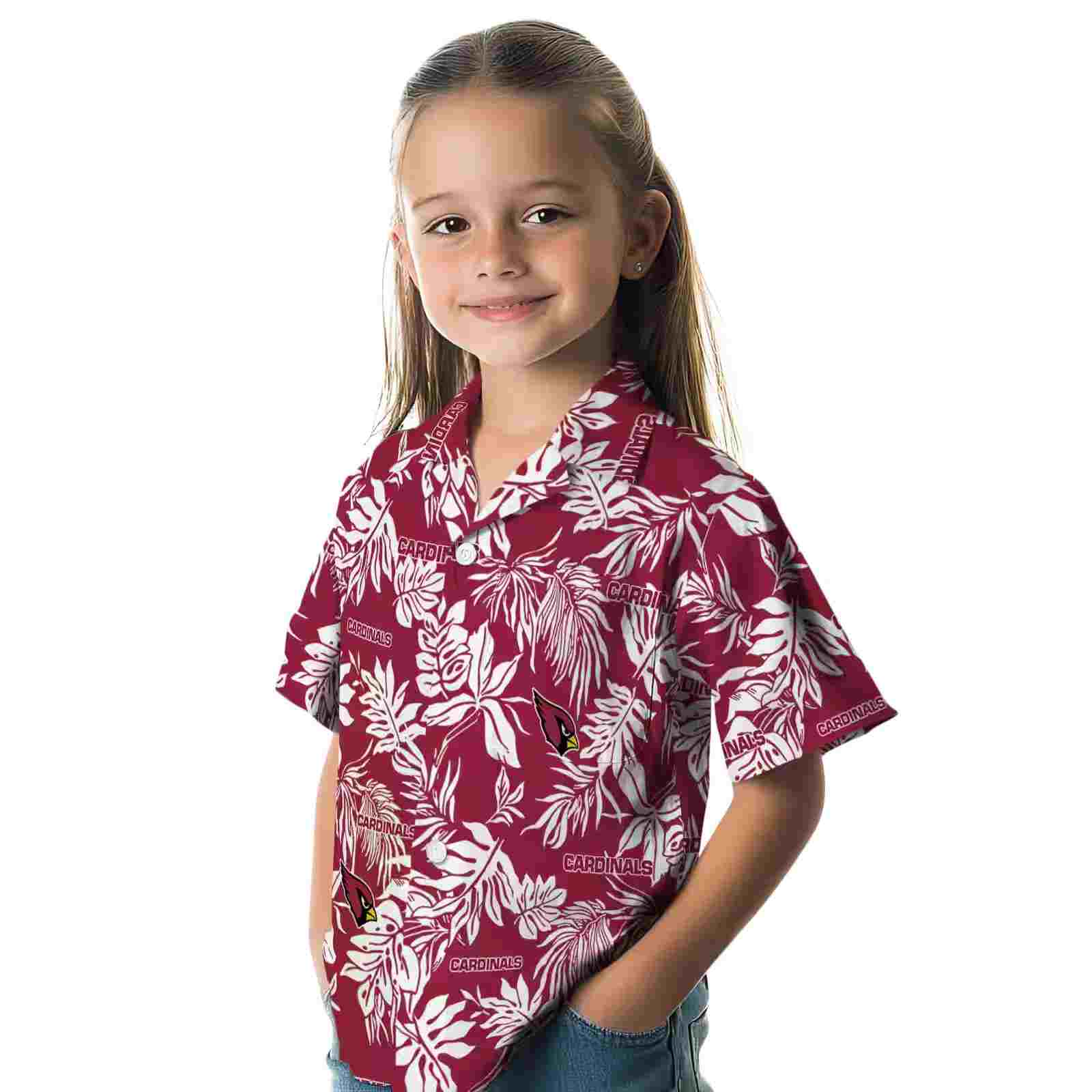 arizona cardinals tropical leaf red white hawaiian shirt premium grade