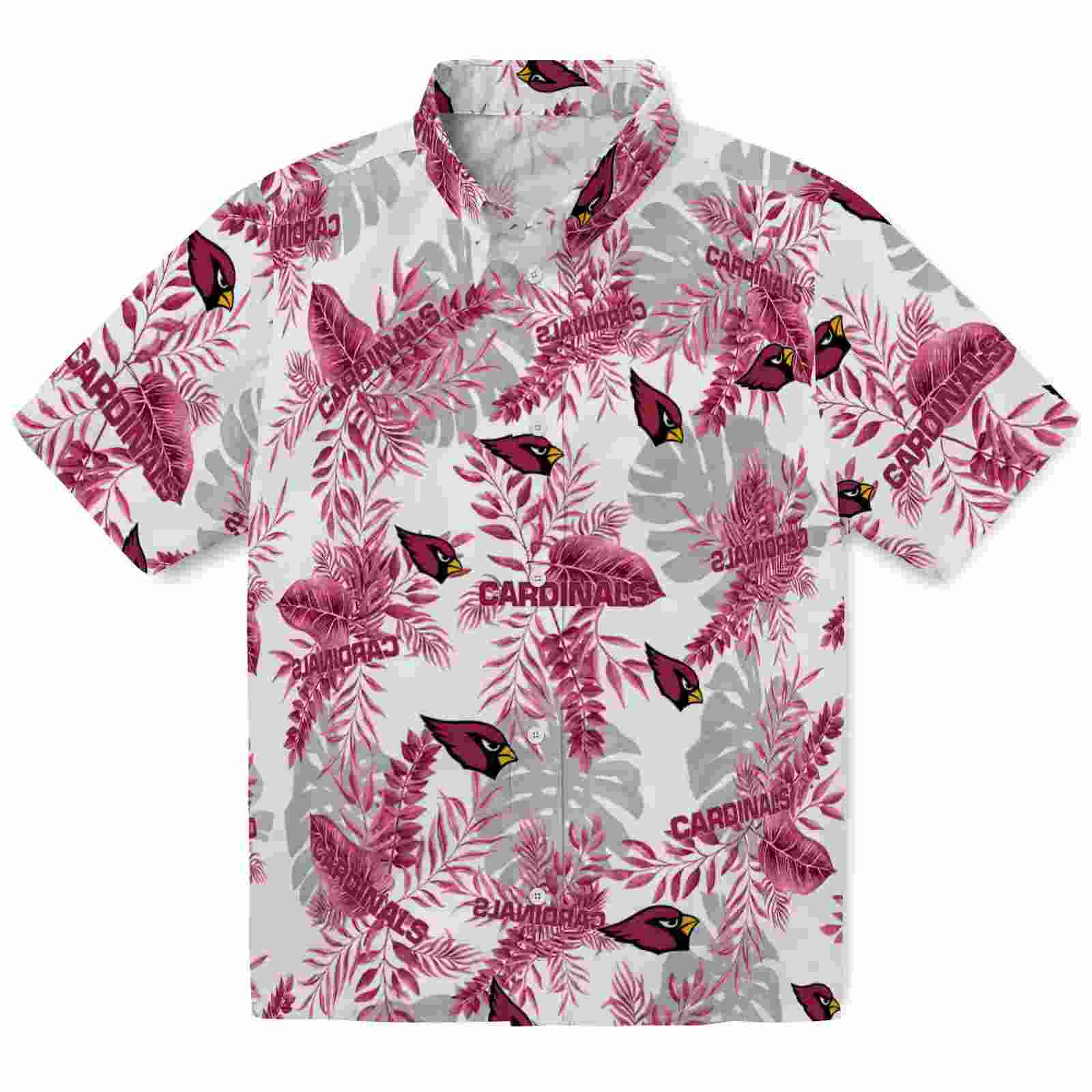 Arizona Cardinals Tropical Leaves Red White Hawaiian Shirt