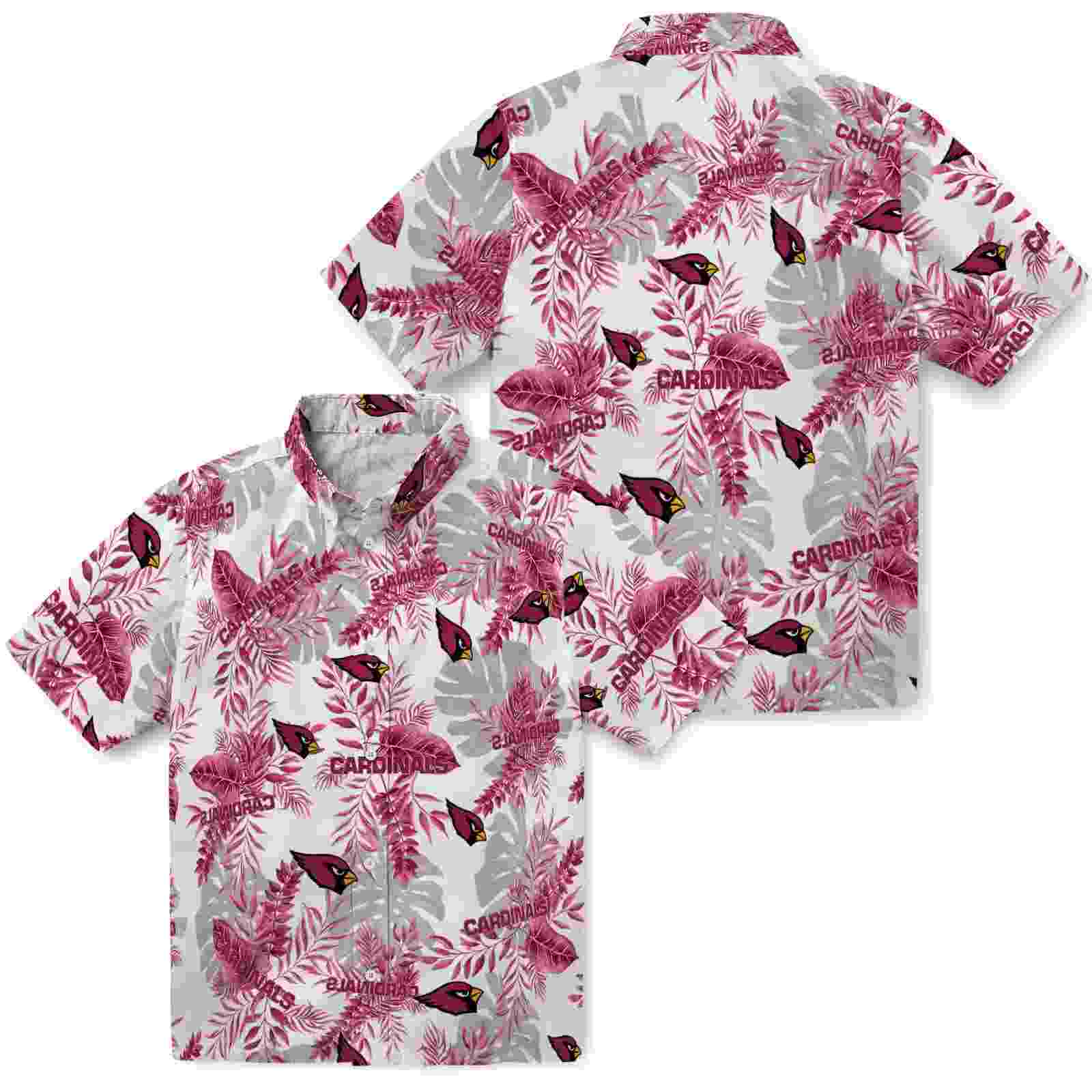 arizona cardinals tropical leaves red white hawaiian shirt high quality