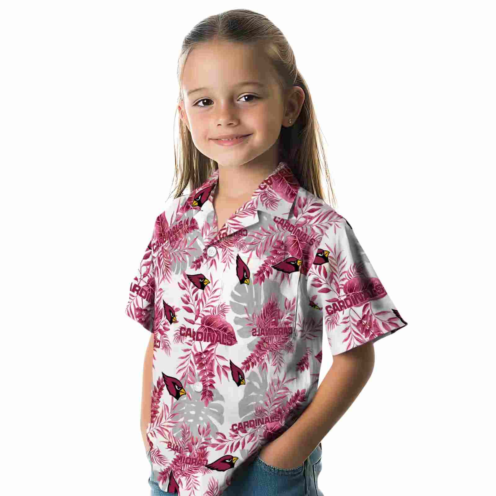 arizona cardinals tropical leaves red white hawaiian shirt premium grade