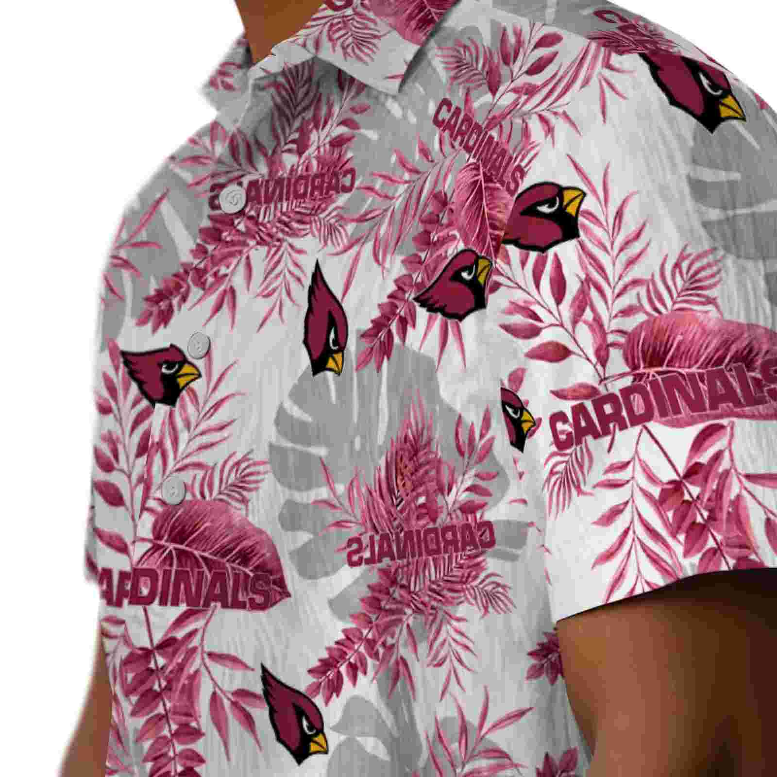 arizona cardinals tropical leaves red white hawaiian shirt trendy