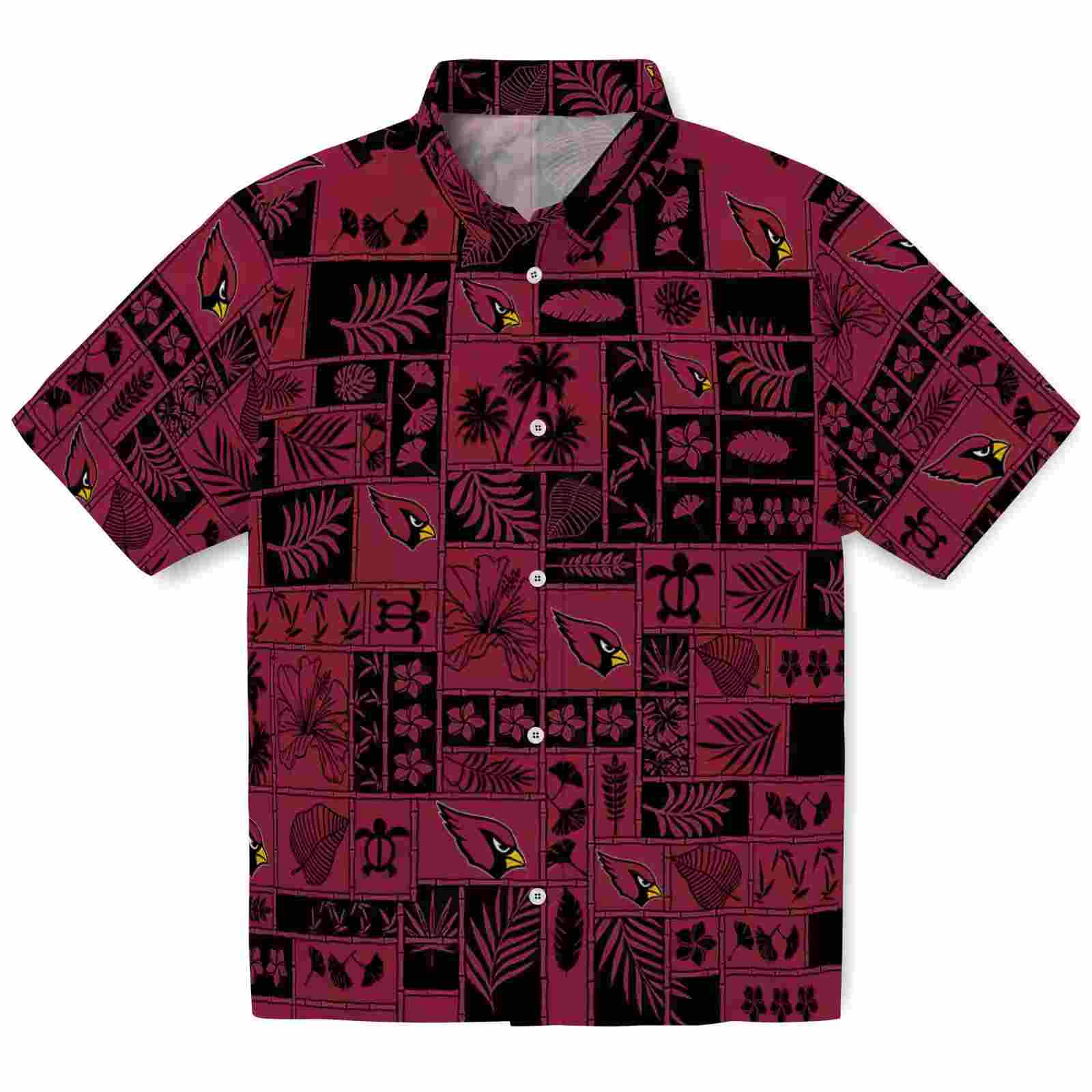 Arizona Cardinals Tropical Patchwork Red Black Hawaiian Shirt