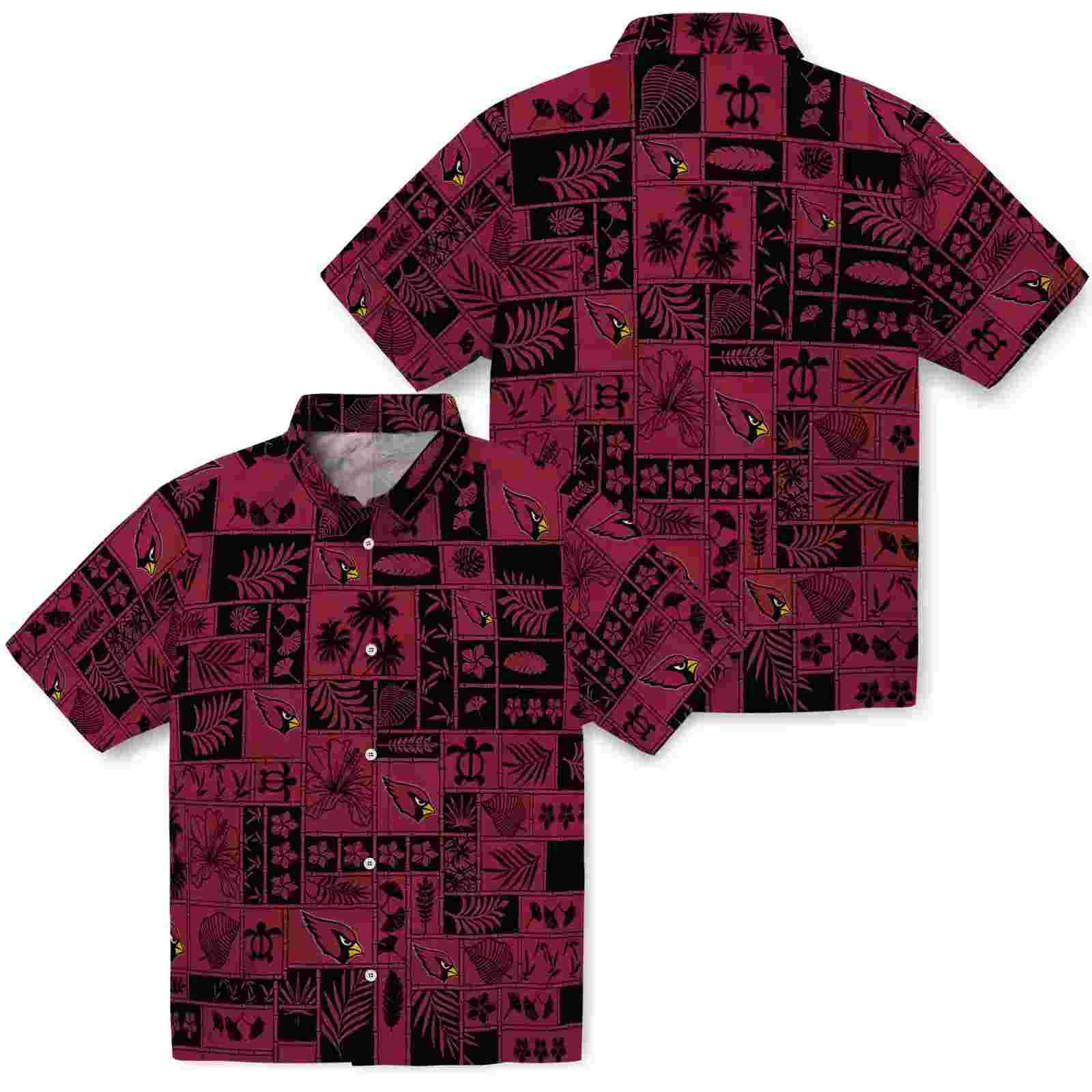 arizona cardinals tropical patchwork red black hawaiian shirt high quality