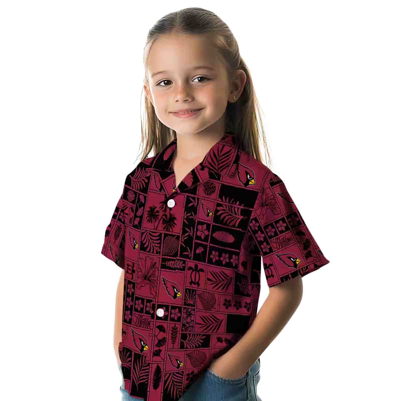 arizona cardinals tropical patchwork red black hawaiian shirt premium grade