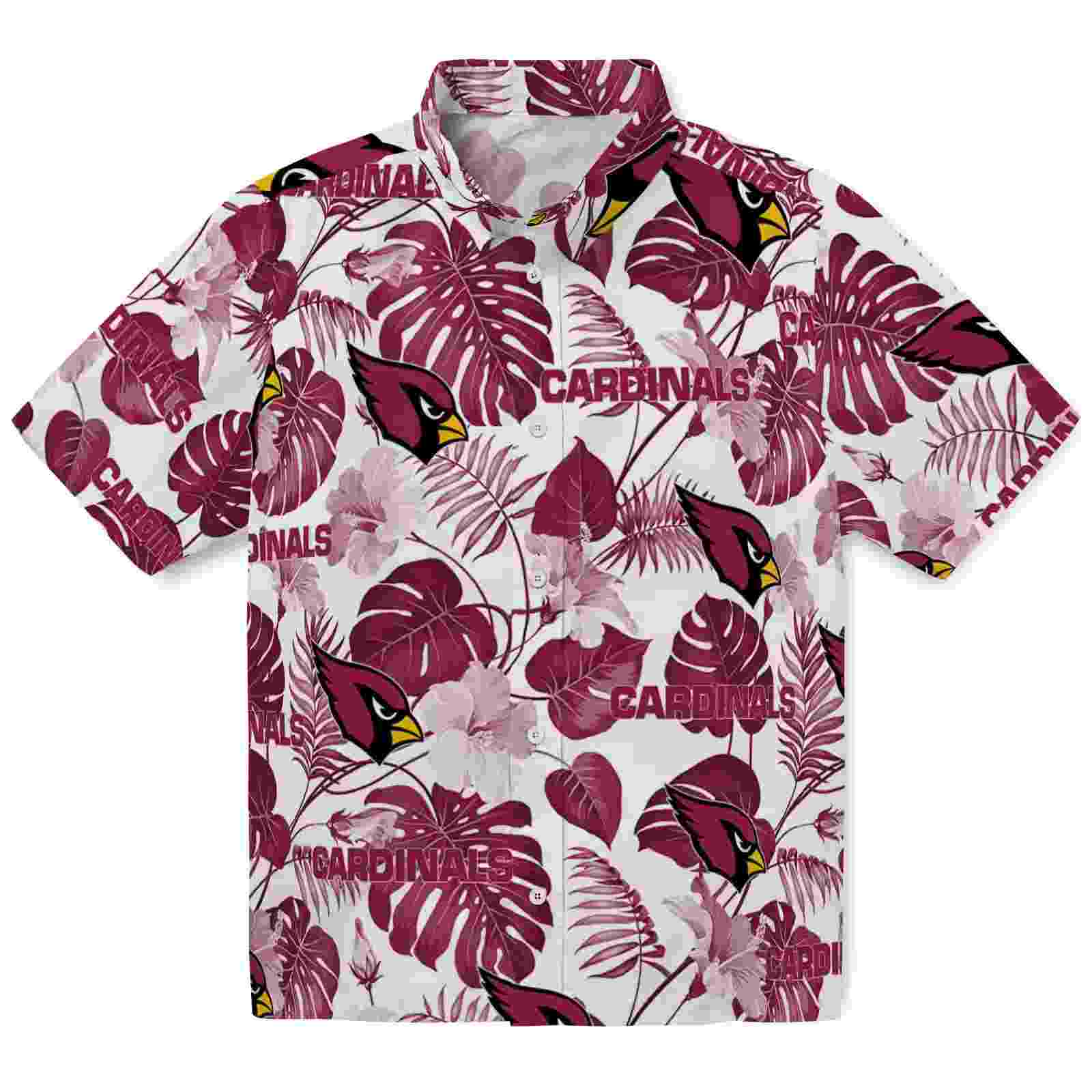 Arizona Cardinals Tropical Plants Red White Hawaiian Shirt