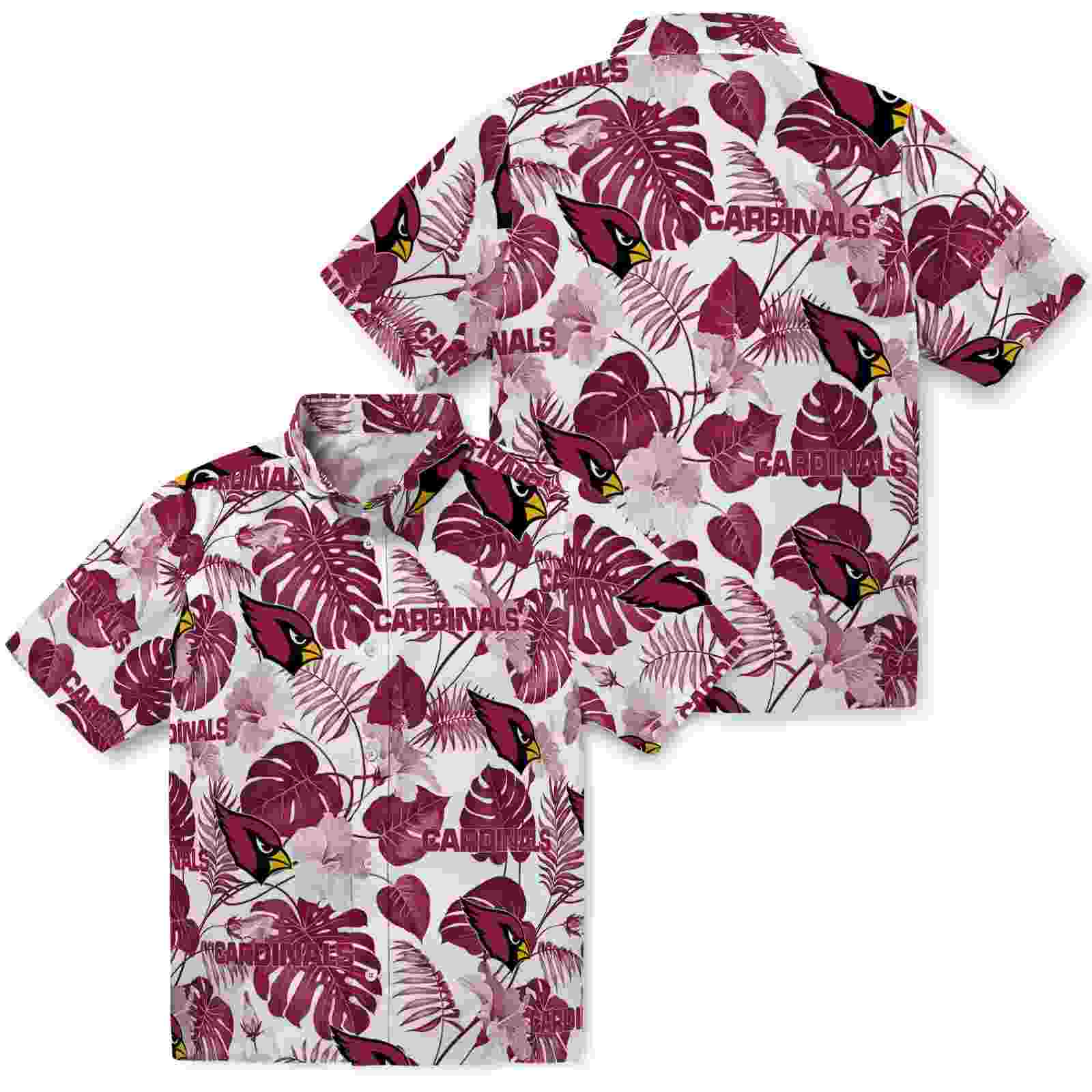 arizona cardinals tropical plants red white hawaiian shirt high quality