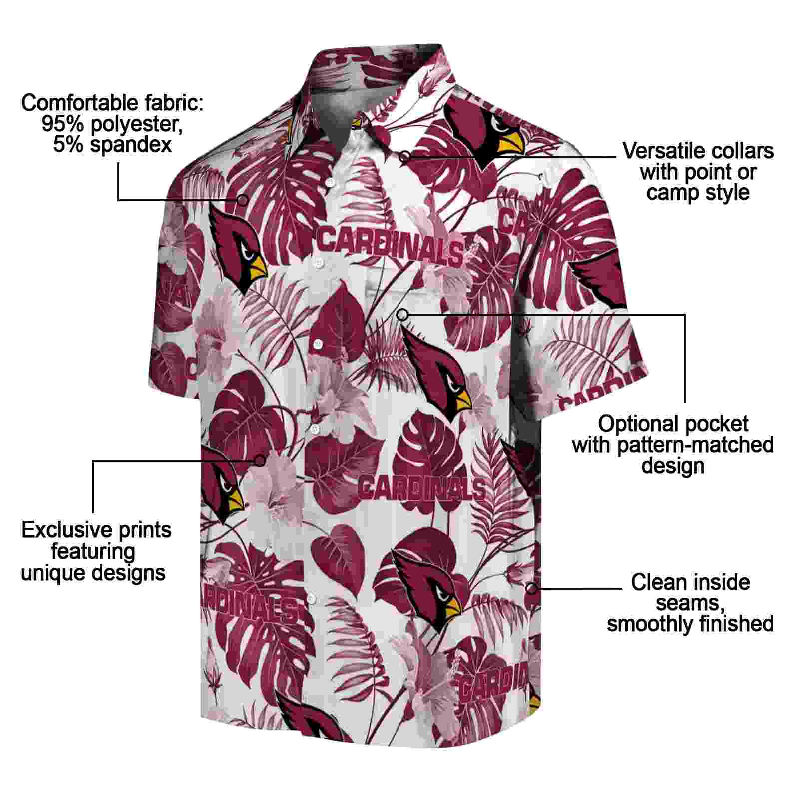 arizona cardinals tropical plants red white hawaiian shirt new arrival