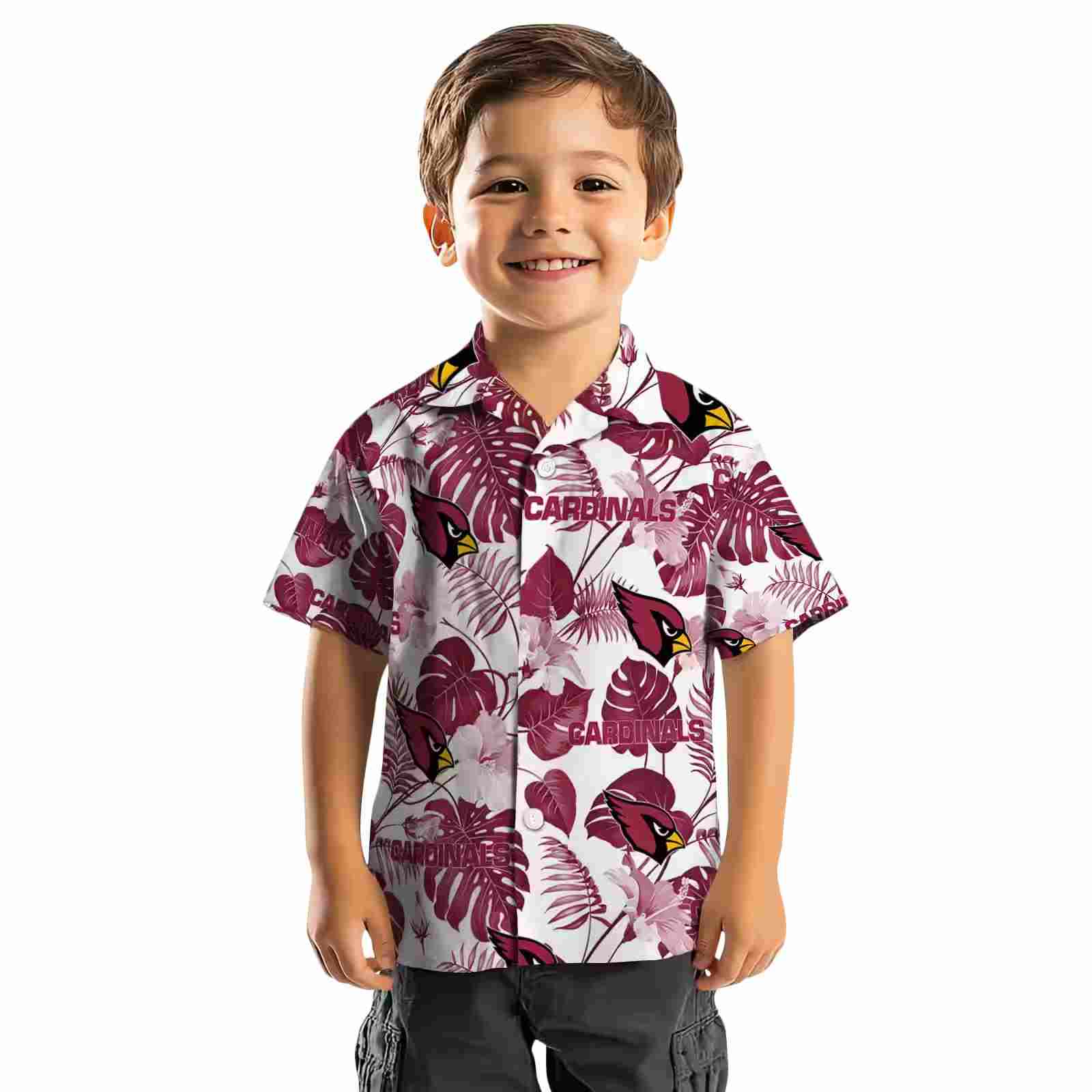 arizona cardinals tropical plants red white hawaiian shirt top rated