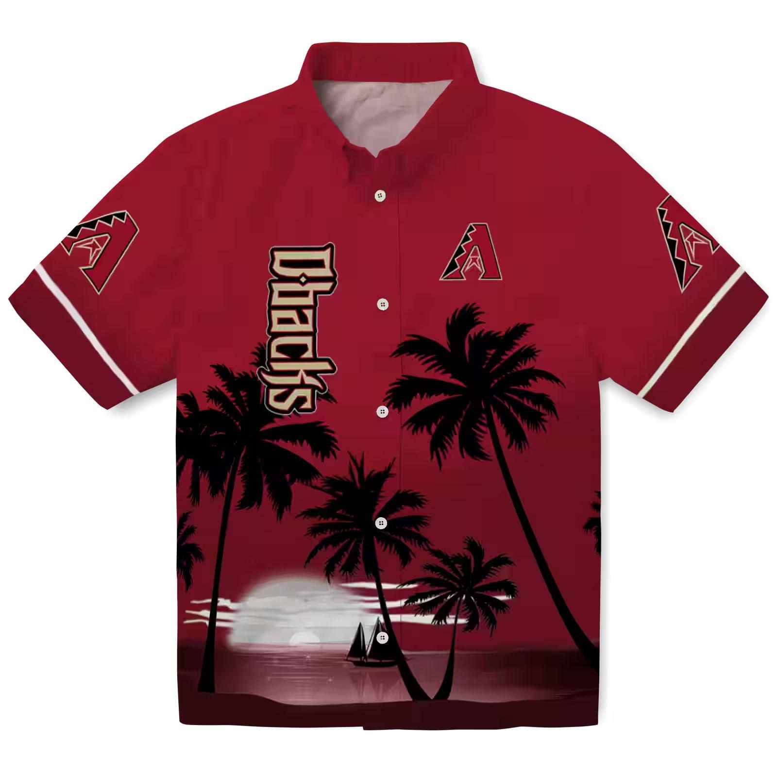 Arizona Diamondbacks Beach Sunset Red Black Hawaiian Shirt