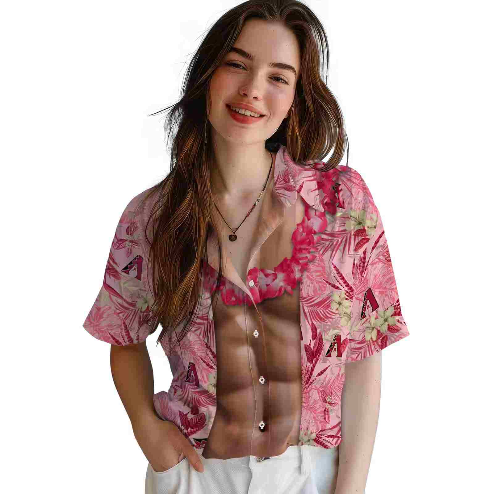 arizona diamondbacks chest illusion red hawaiian shirt latest model