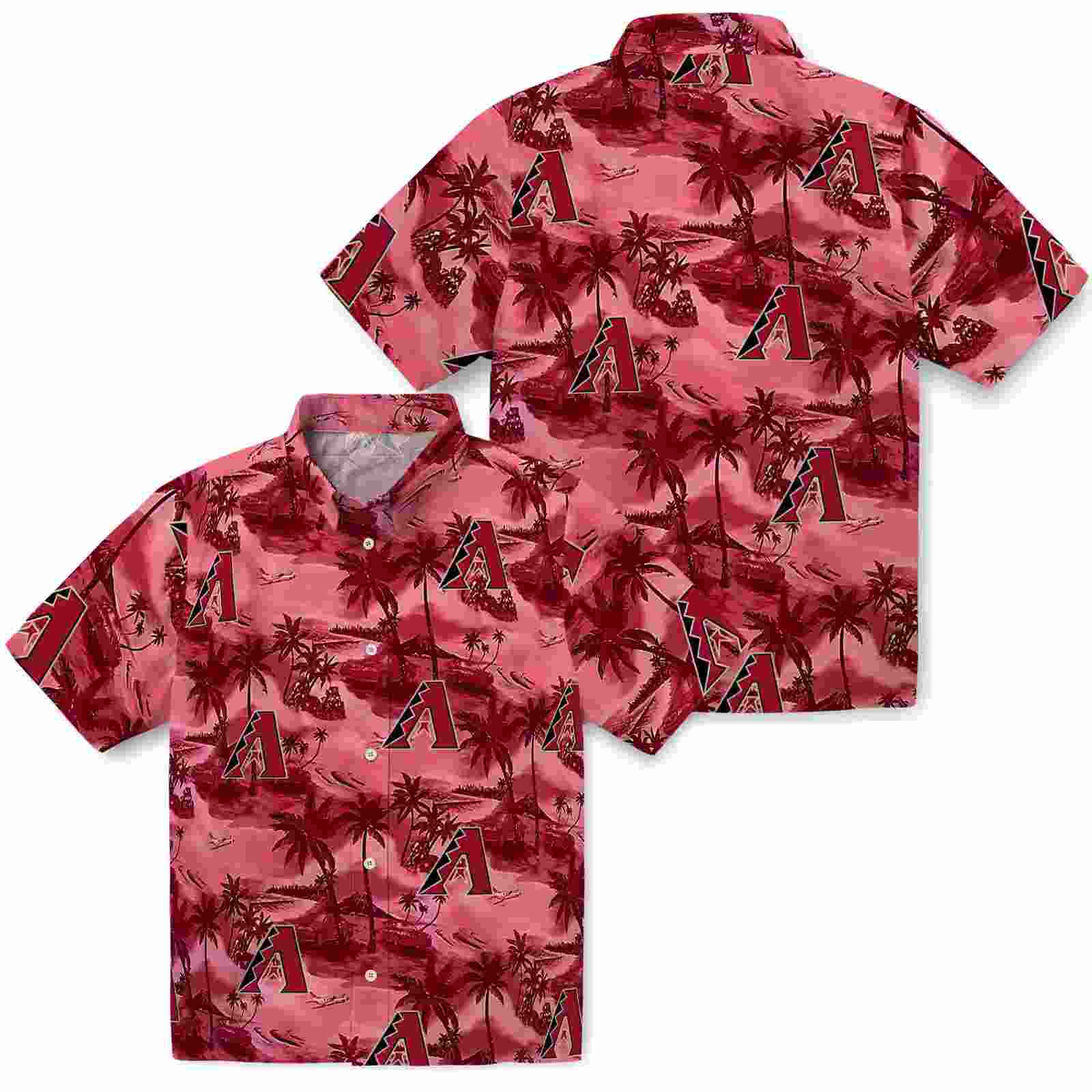 arizona diamondbacks coastal palms red hawaiian shirt high quality