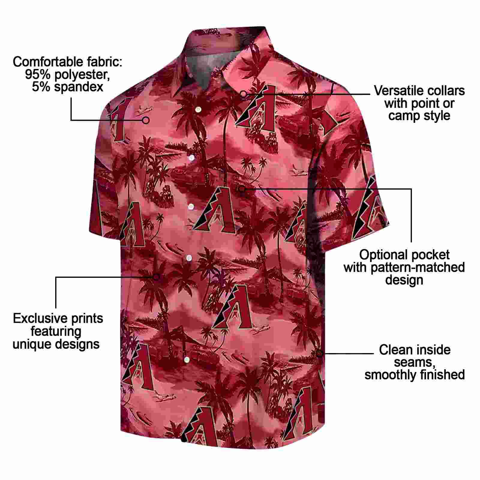 arizona diamondbacks coastal palms red hawaiian shirt new arrival