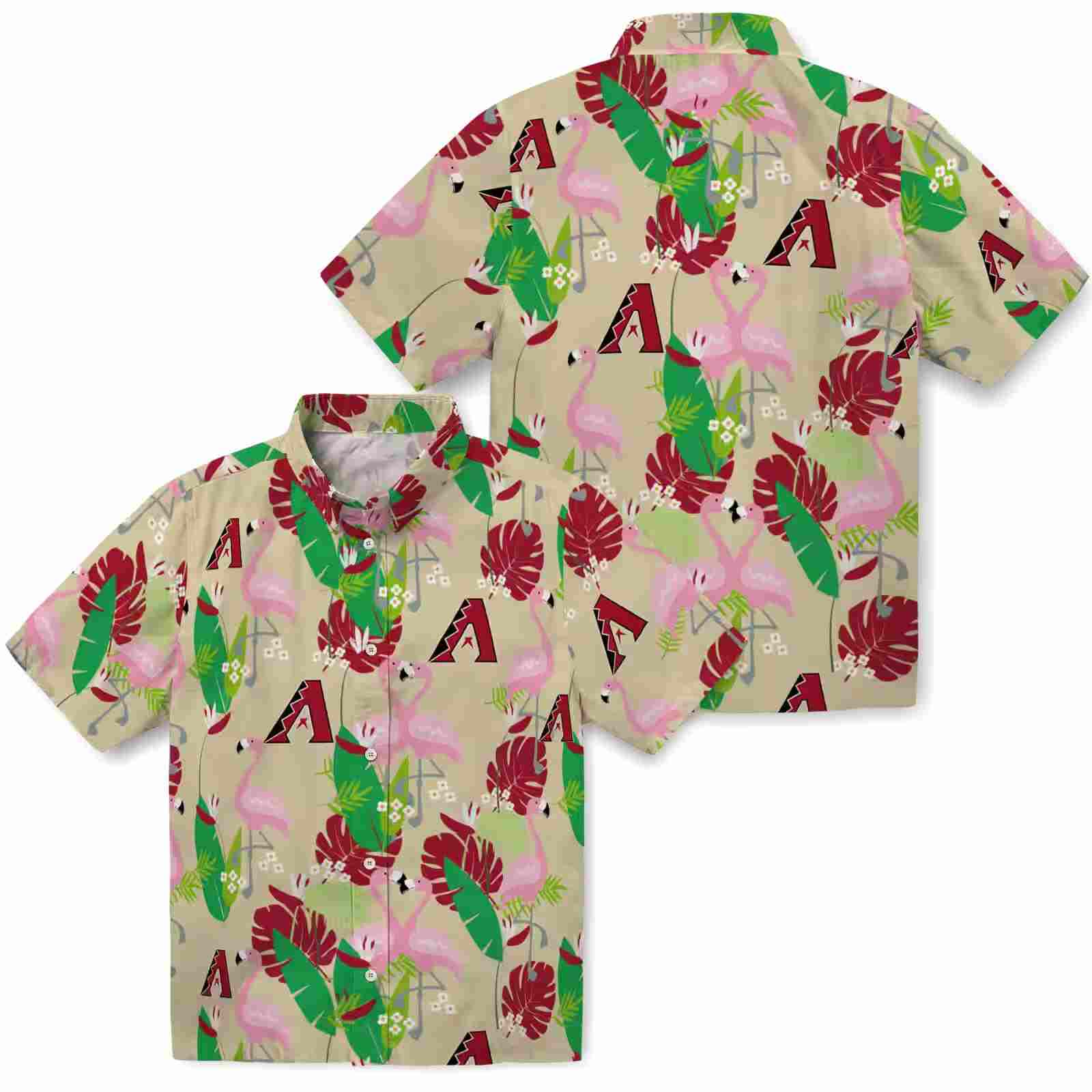 arizona diamondbacks flamingo foliage red green hawaiian shirt high quality