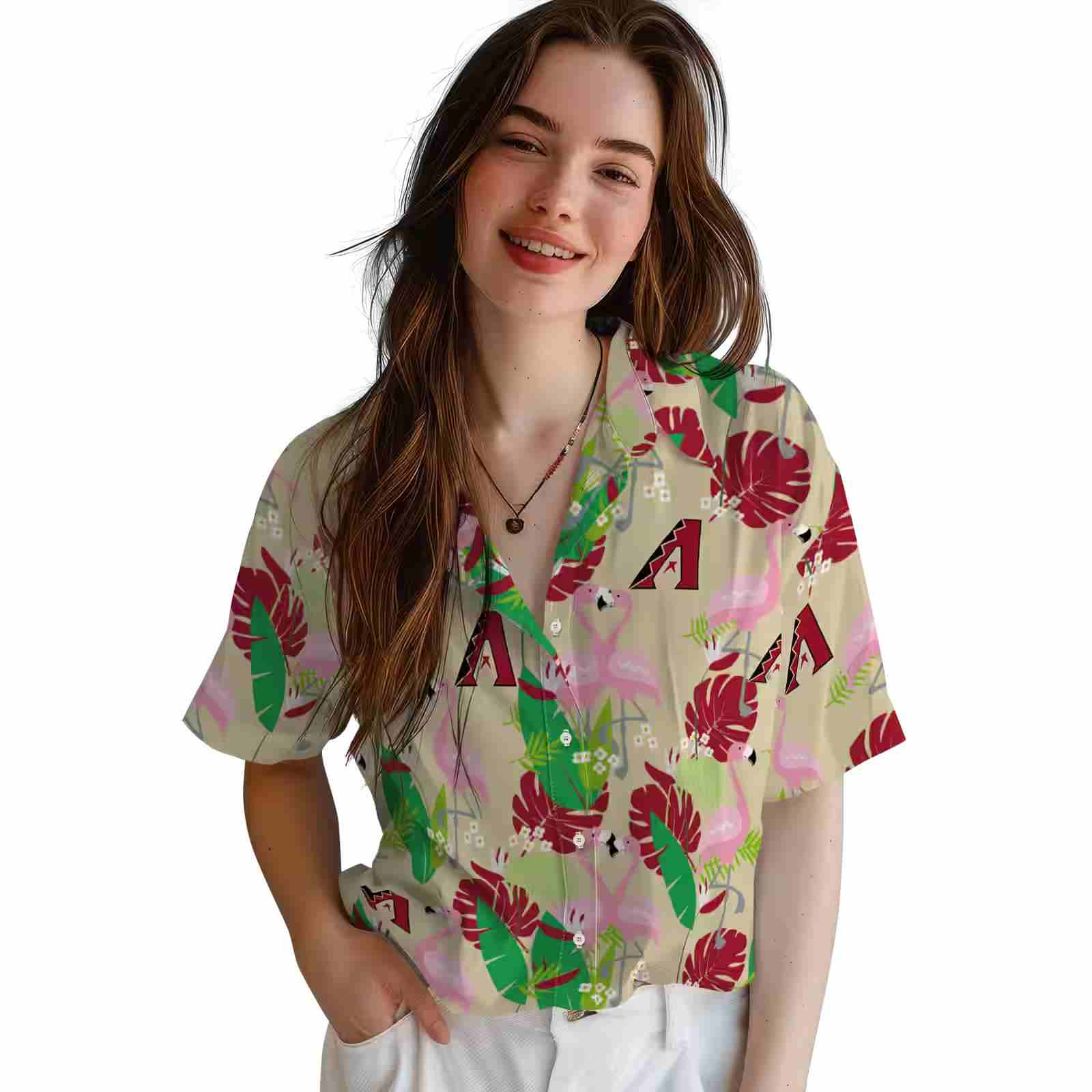 arizona diamondbacks flamingo foliage red green hawaiian shirt latest model