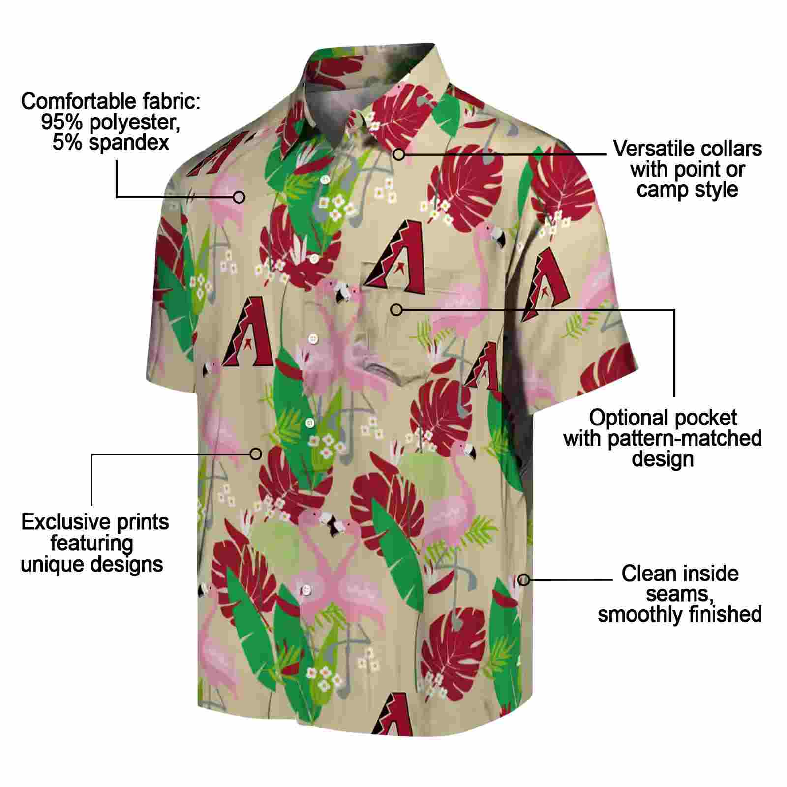 arizona diamondbacks flamingo foliage red green hawaiian shirt new arrival