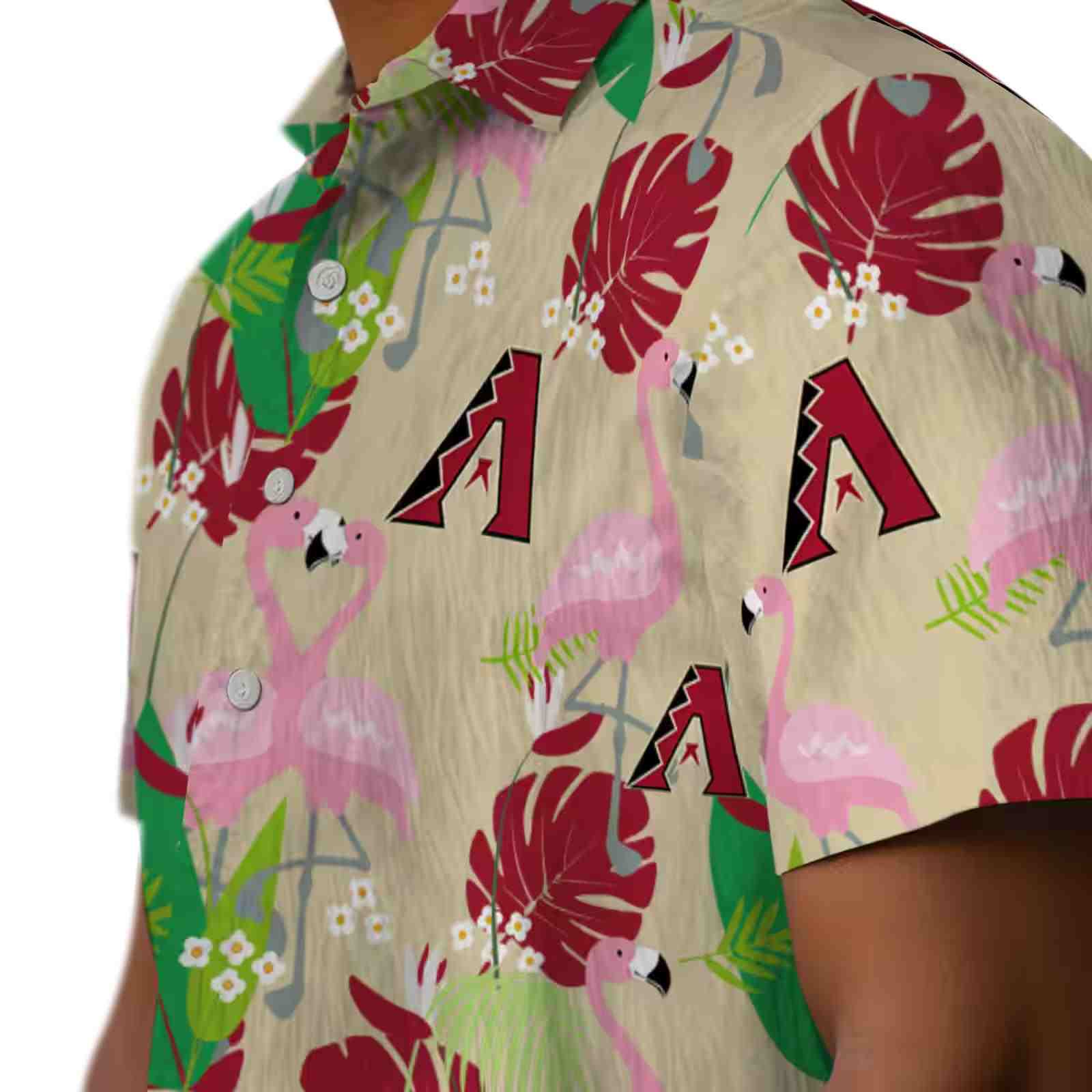 arizona diamondbacks flamingo foliage red green hawaiian shirt trendy