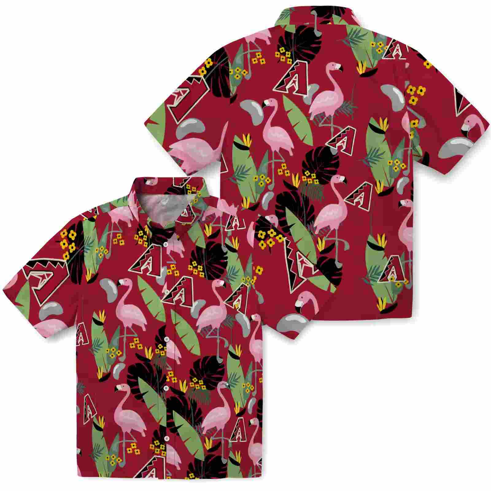 arizona diamondbacks flamingo leaves red hawaiian shirt high quality