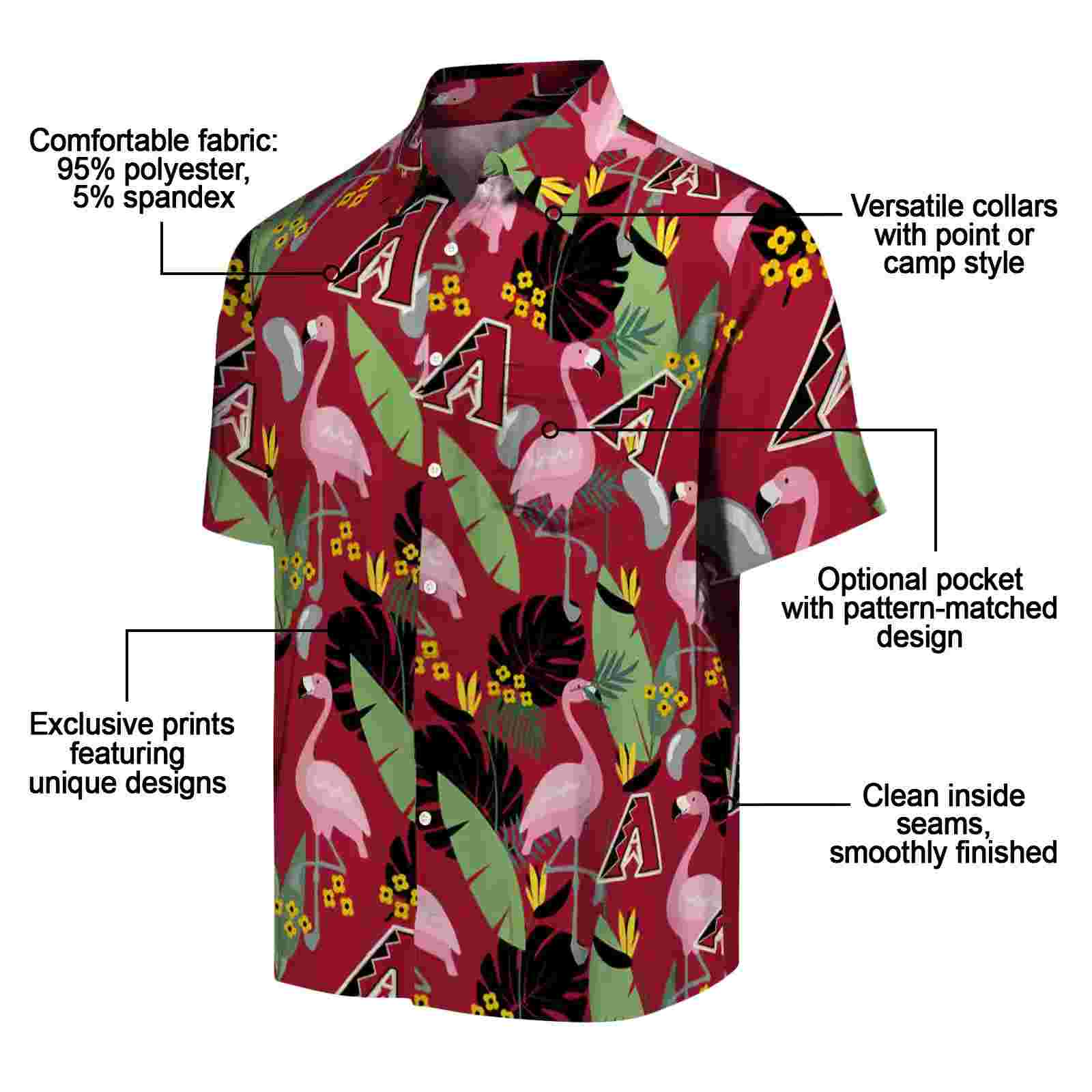 arizona diamondbacks flamingo leaves red hawaiian shirt new arrival