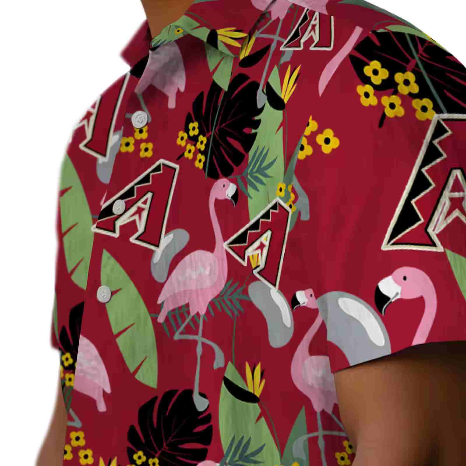 arizona diamondbacks flamingo leaves red hawaiian shirt trendy