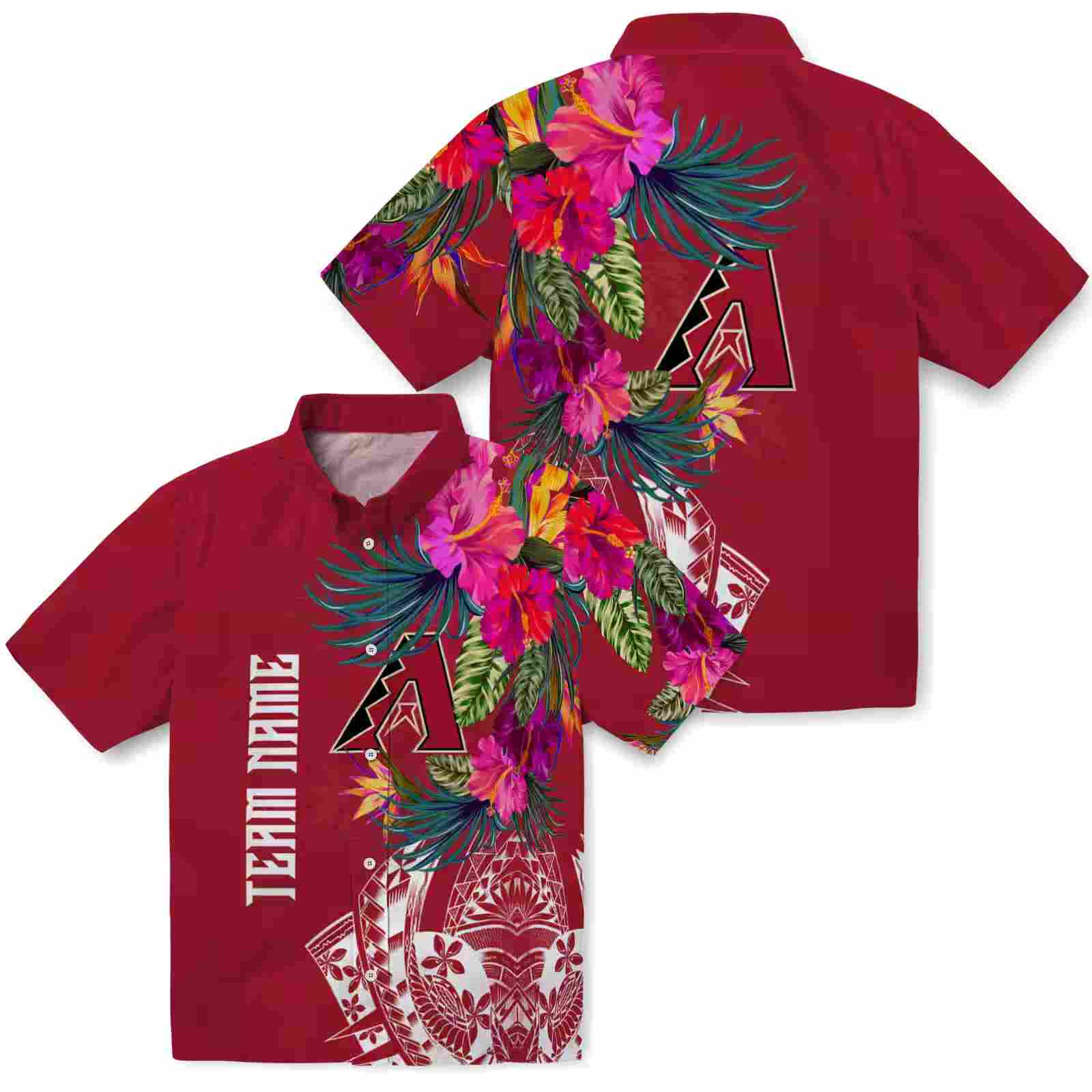 arizona diamondbacks floral polynesian red hawaiian shirt high quality