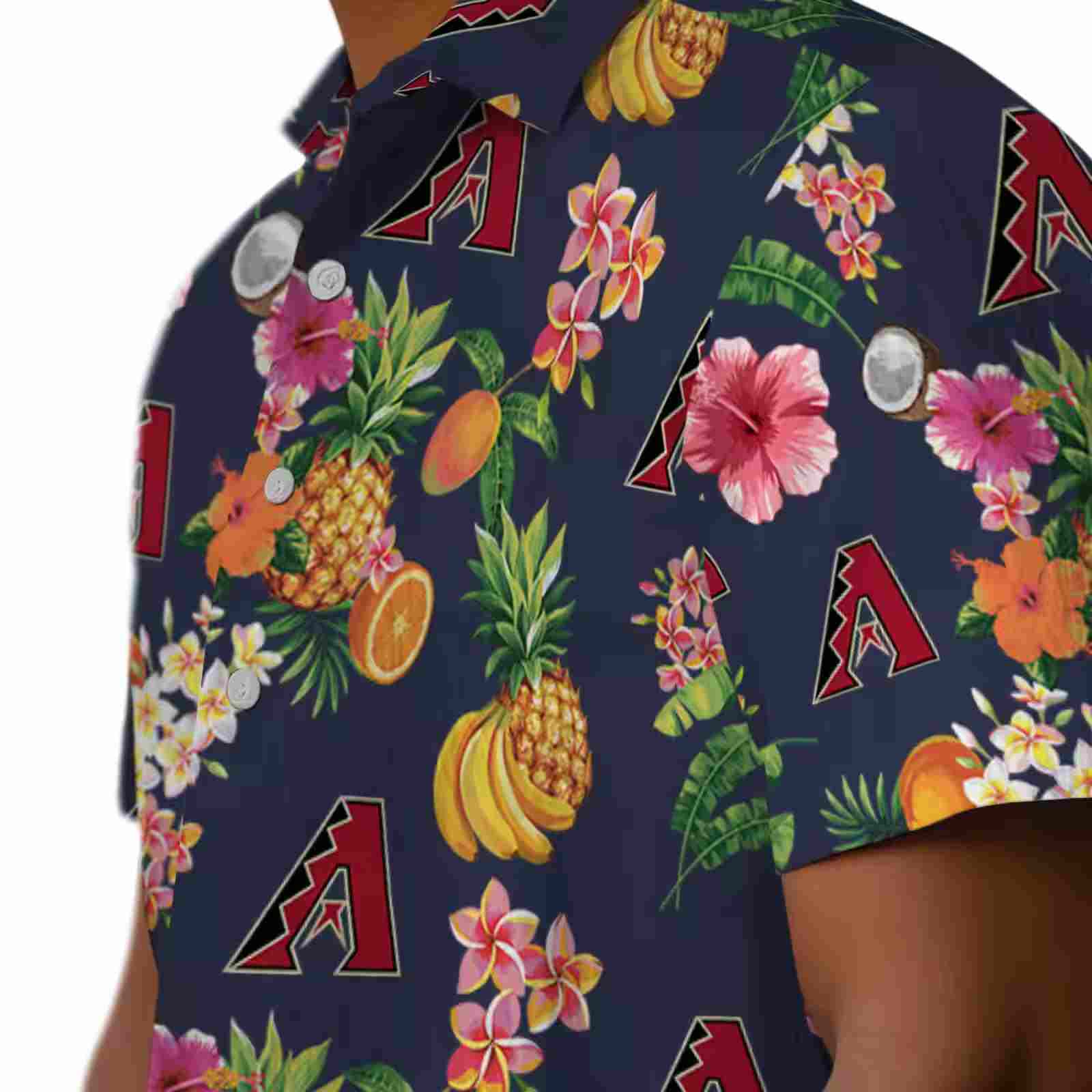 arizona diamondbacks hibiscus and fruit navy blue hawaiian shirt trendy