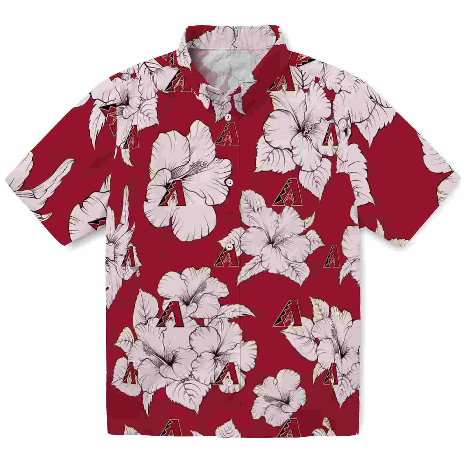 Arizona Diamondbacks Hibiscus Blooms Red White Hawaiian Shirt