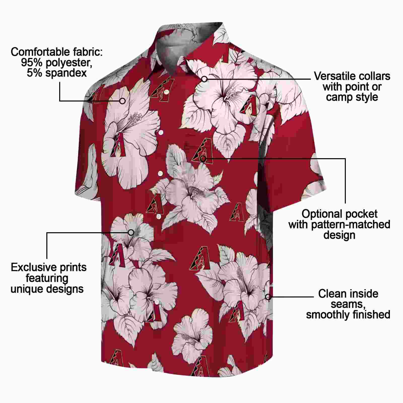 arizona diamondbacks hibiscus blooms red white hawaiian shirt new arrival