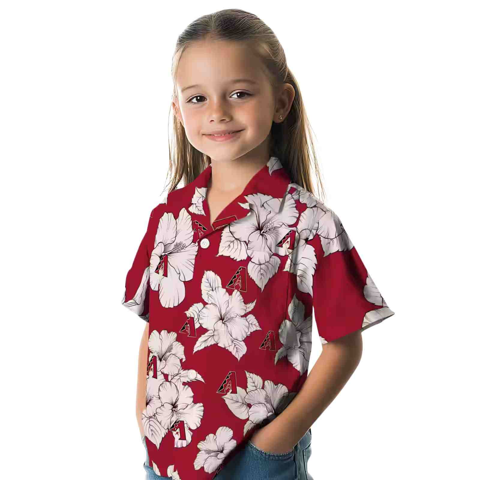 arizona diamondbacks hibiscus blooms red white hawaiian shirt premium grade