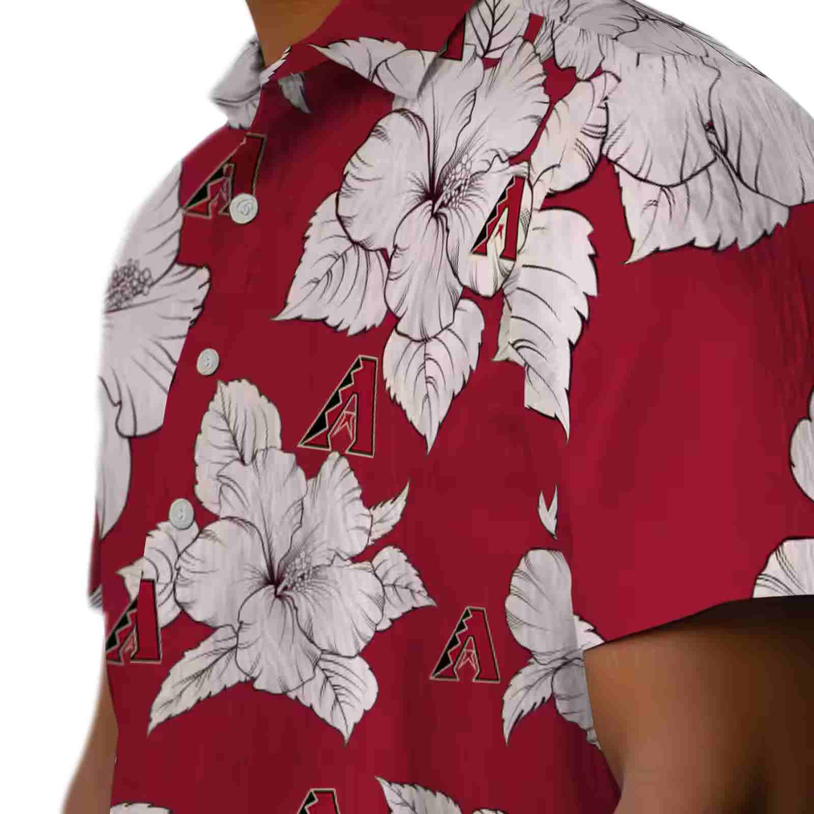 arizona diamondbacks hibiscus blooms red white hawaiian shirt trendy