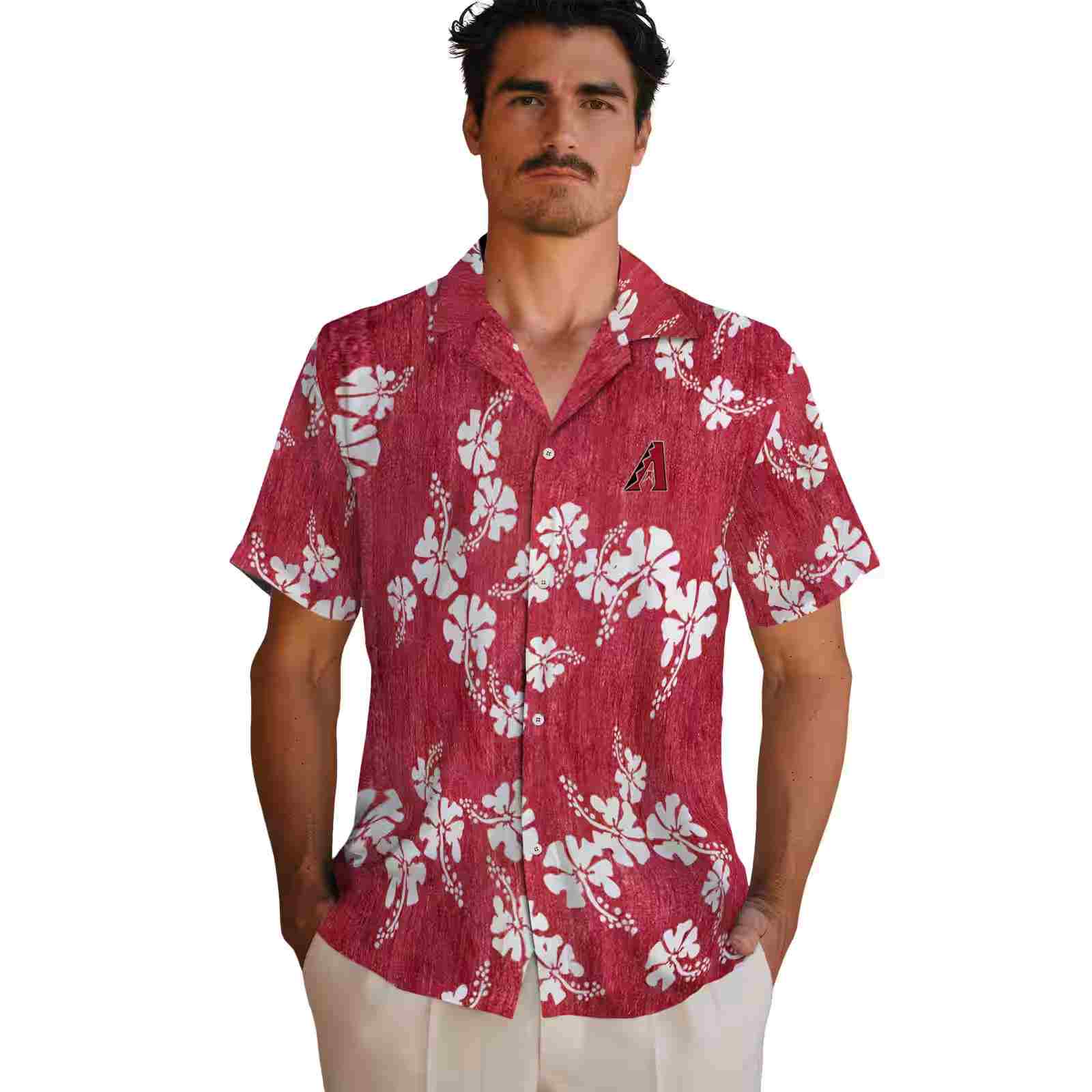 arizona diamondbacks hibiscus clusters red hawaiian shirt fashion forward