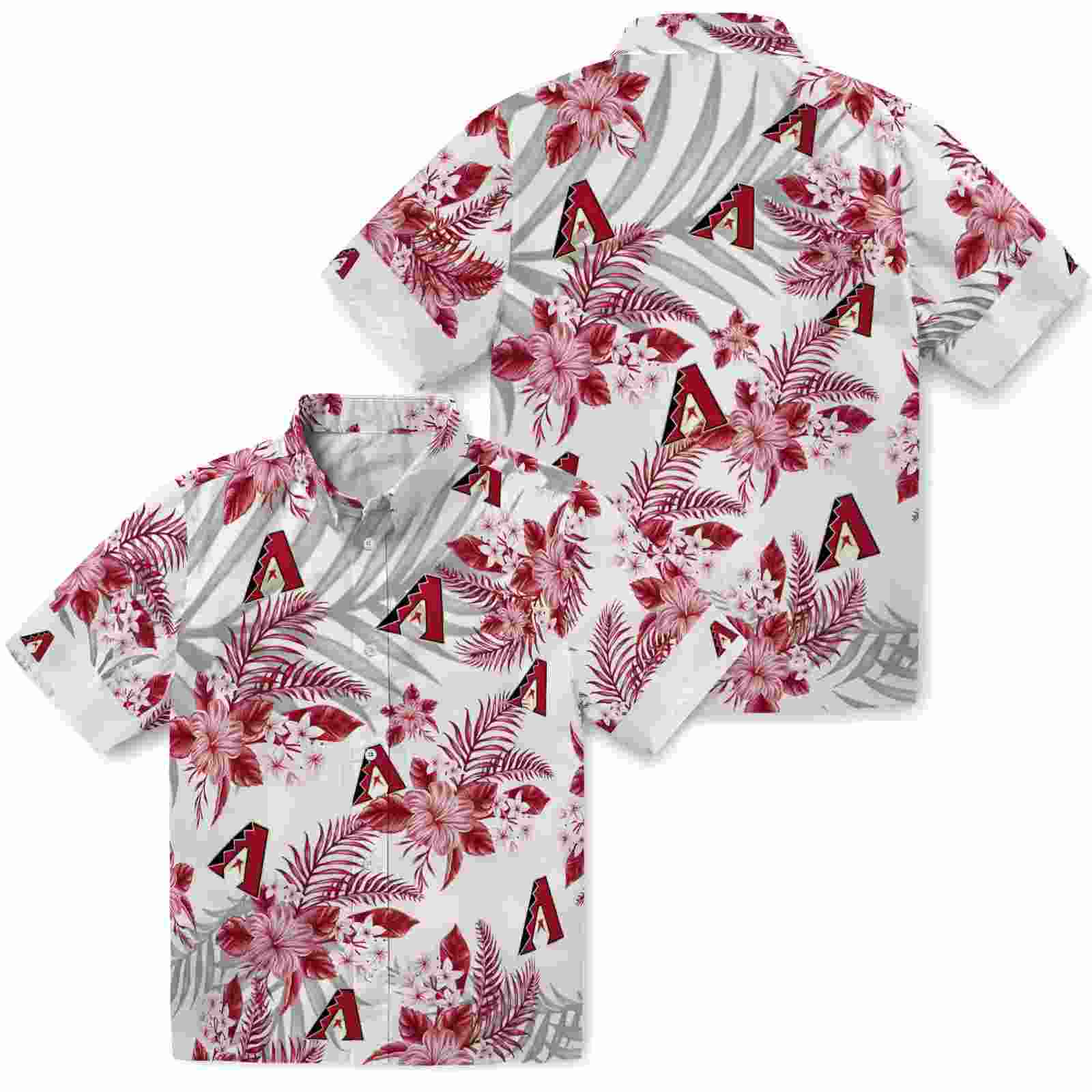 arizona diamondbacks hibiscus palm leaves red white hawaiian shirt high quality