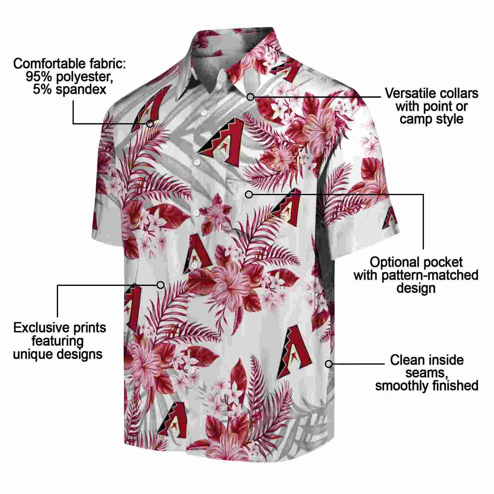 arizona diamondbacks hibiscus palm leaves red white hawaiian shirt new arrival