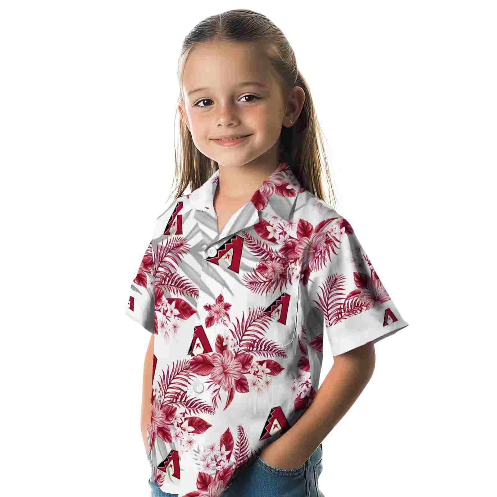 arizona diamondbacks hibiscus palm leaves red white hawaiian shirt premium grade