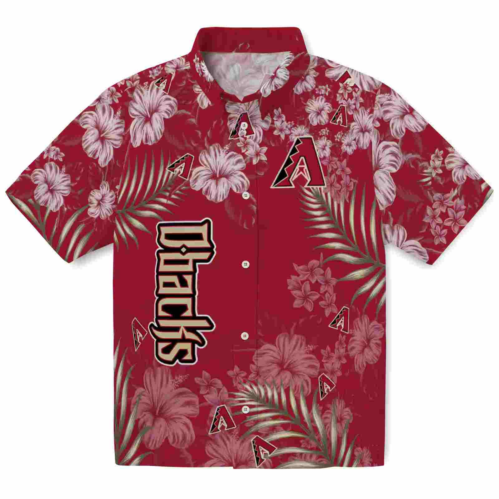 Arizona Diamondbacks Hibiscus Print Red Hawaiian Shirt