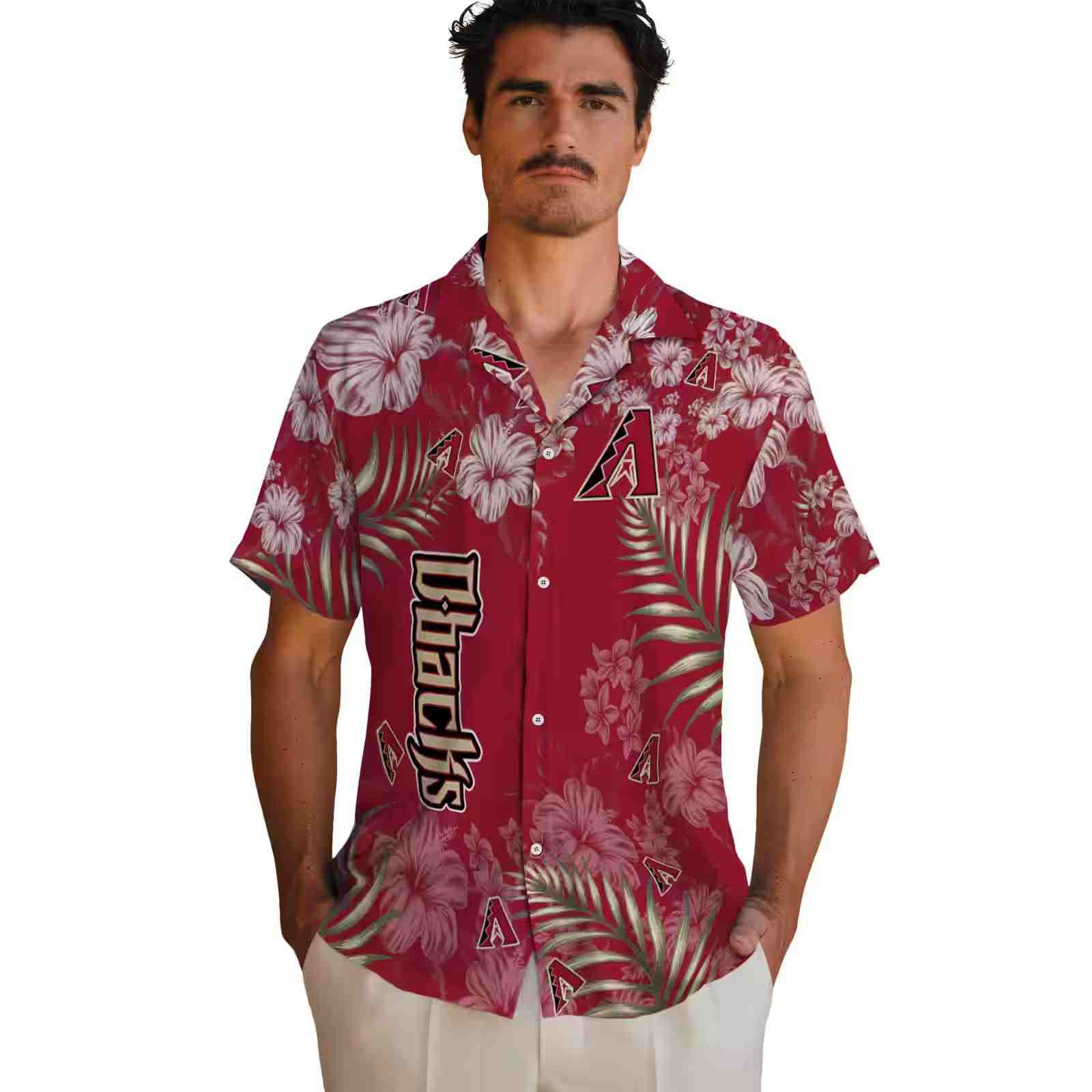 arizona diamondbacks hibiscus print red hawaiian shirt fashion forward