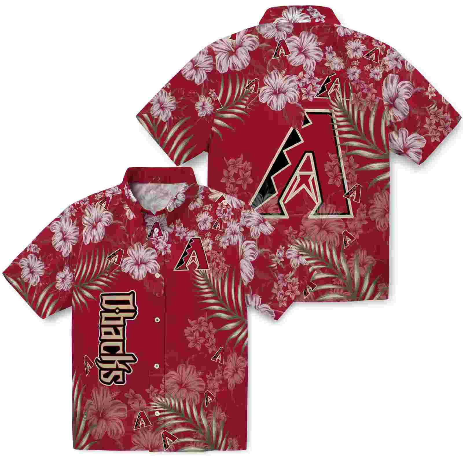 arizona diamondbacks hibiscus print red hawaiian shirt high quality