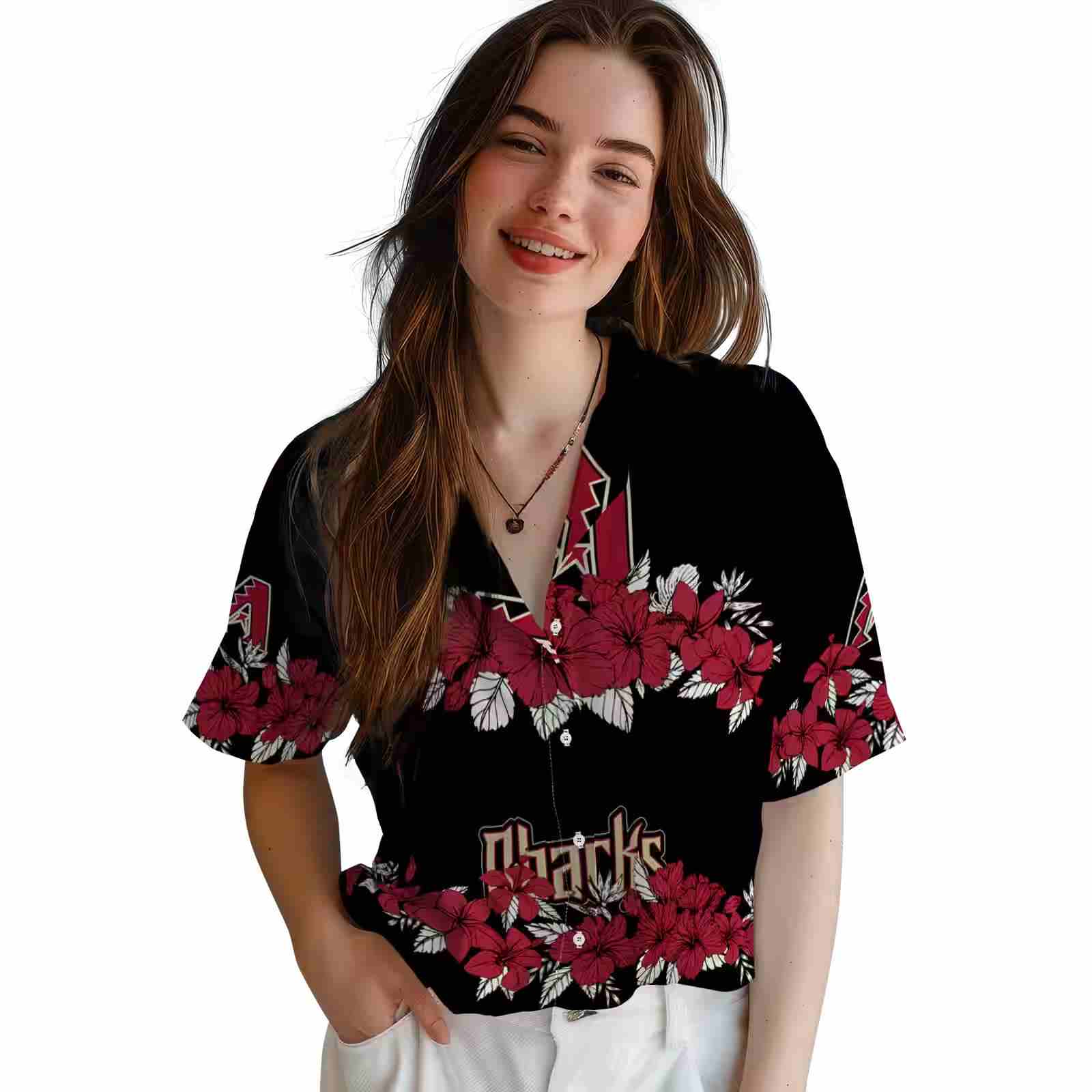 arizona diamondbacks hibiscus stripe red black hawaiian shirt latest model