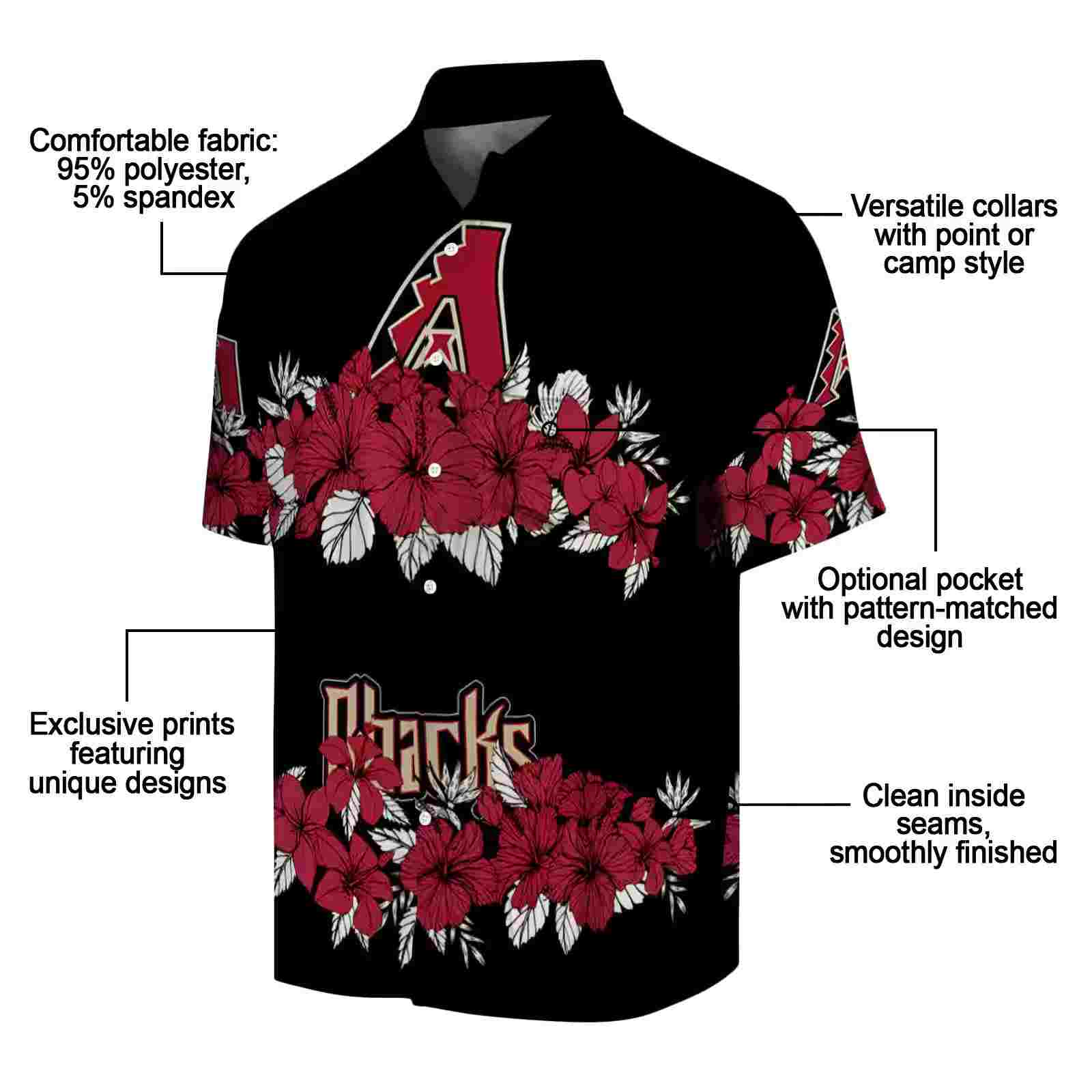 arizona diamondbacks hibiscus stripe red black hawaiian shirt new arrival