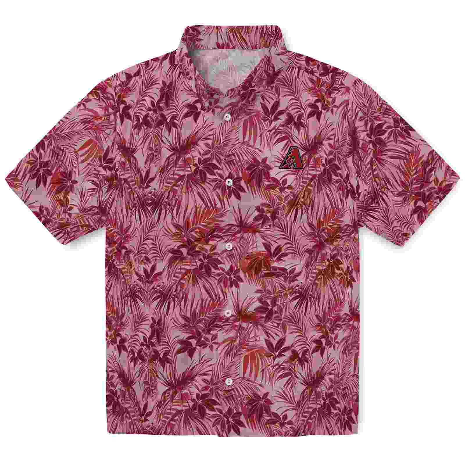 Arizona Diamondbacks Leafy Pattern Red Hawaiian Shirt