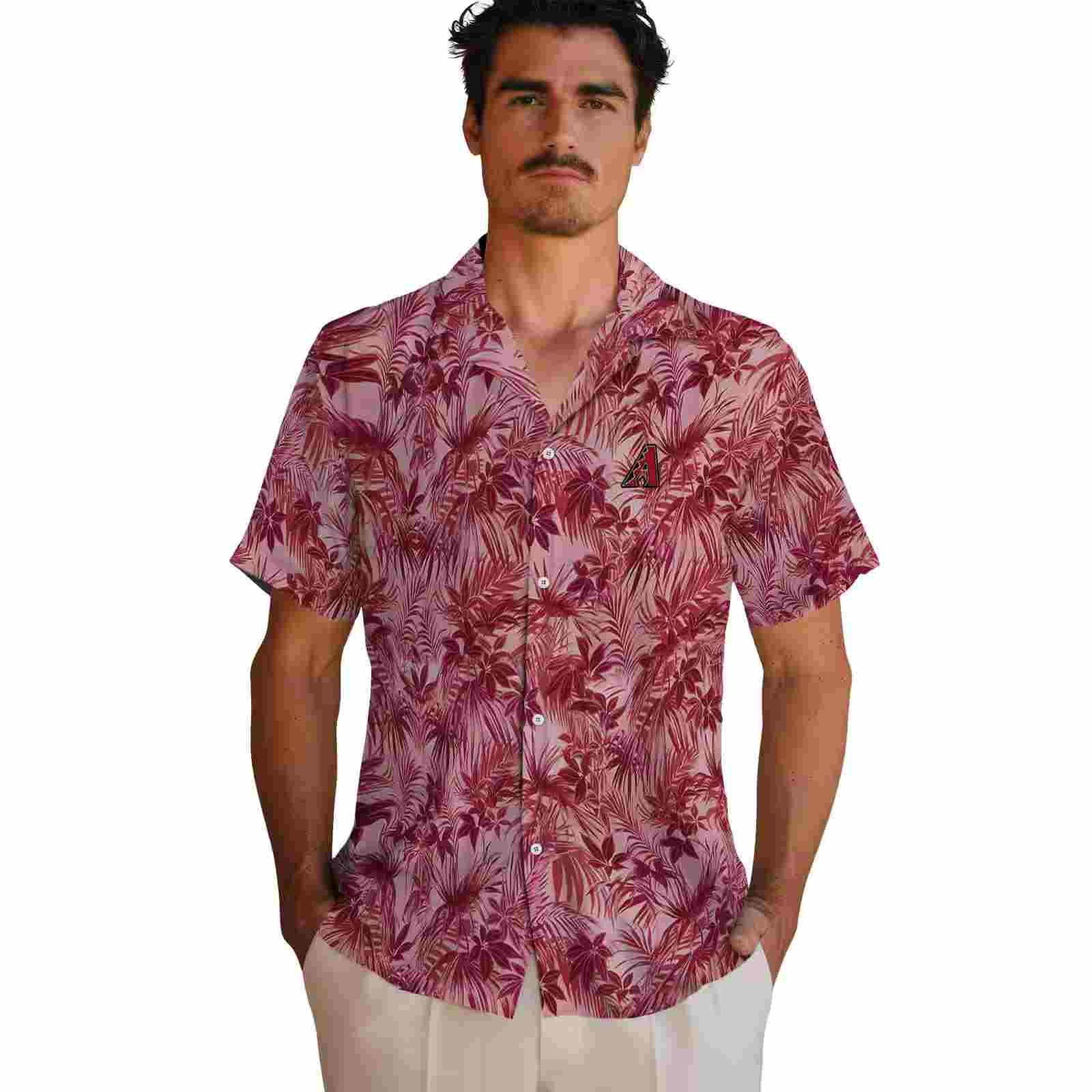 arizona diamondbacks leafy pattern red hawaiian shirt fashion forward