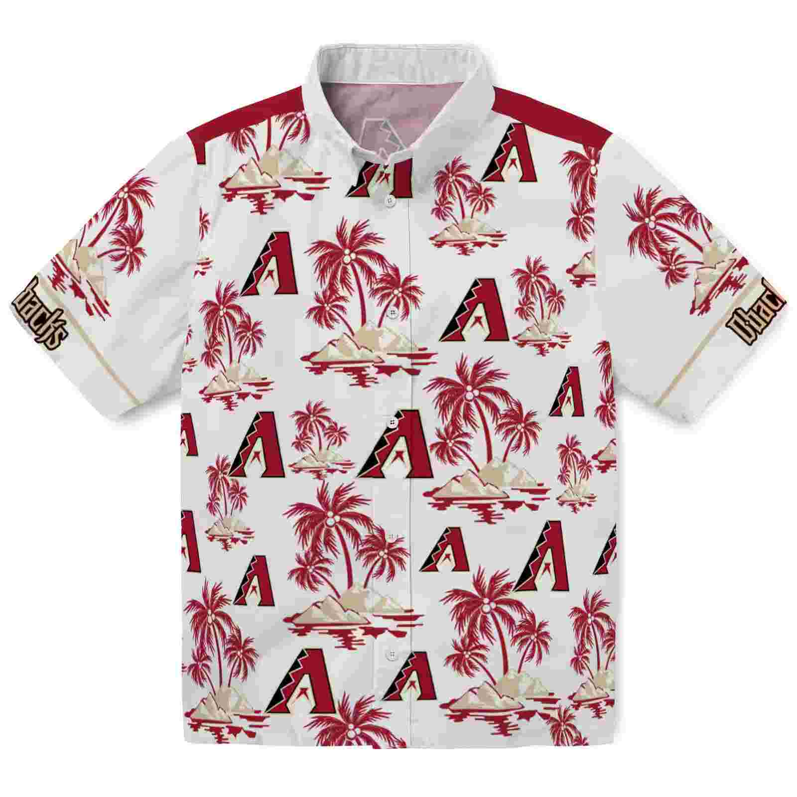 Arizona Diamondbacks Palm Island Print Red White Hawaiian Shirt