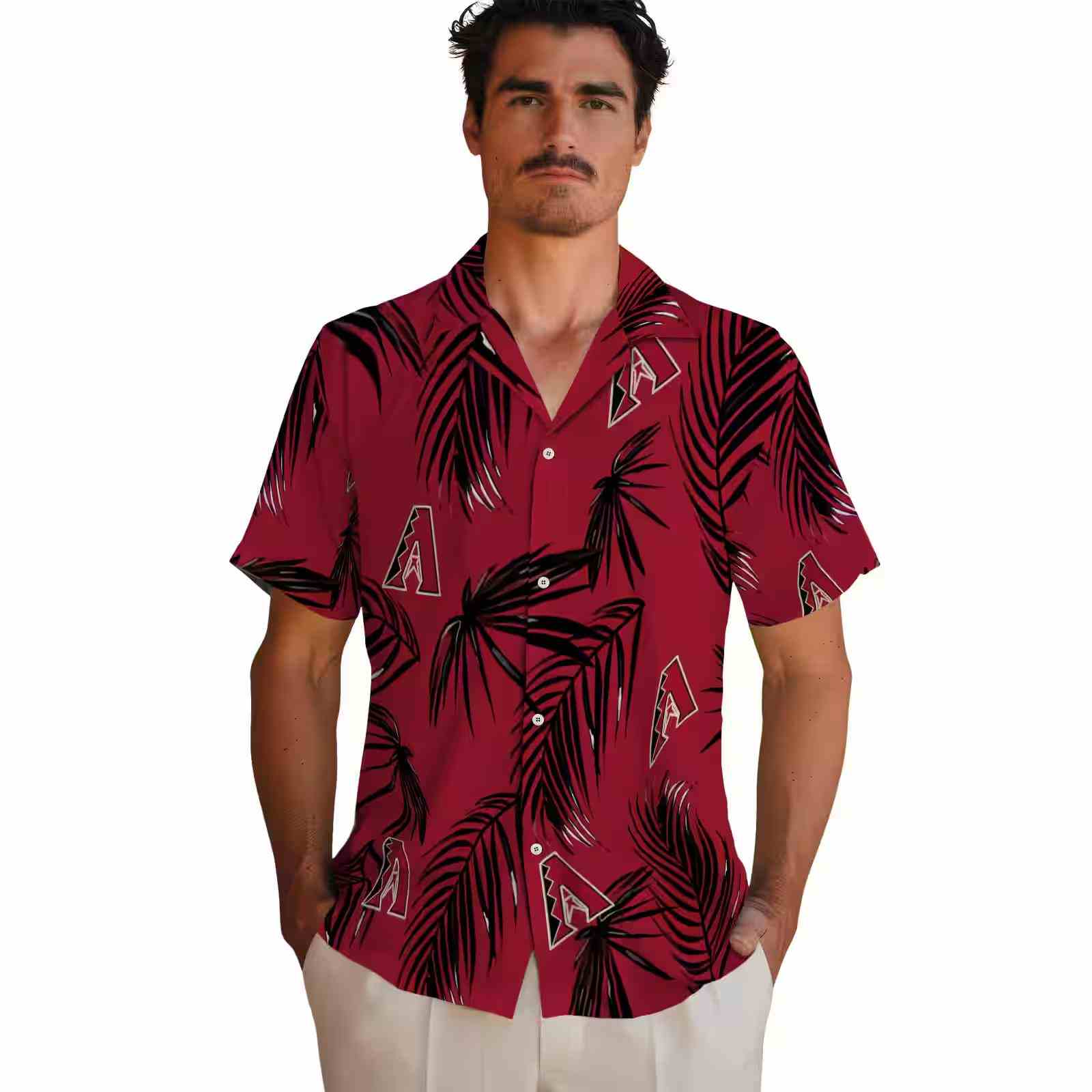 arizona diamondbacks palm leaf red hawaiian shirt fashion forward