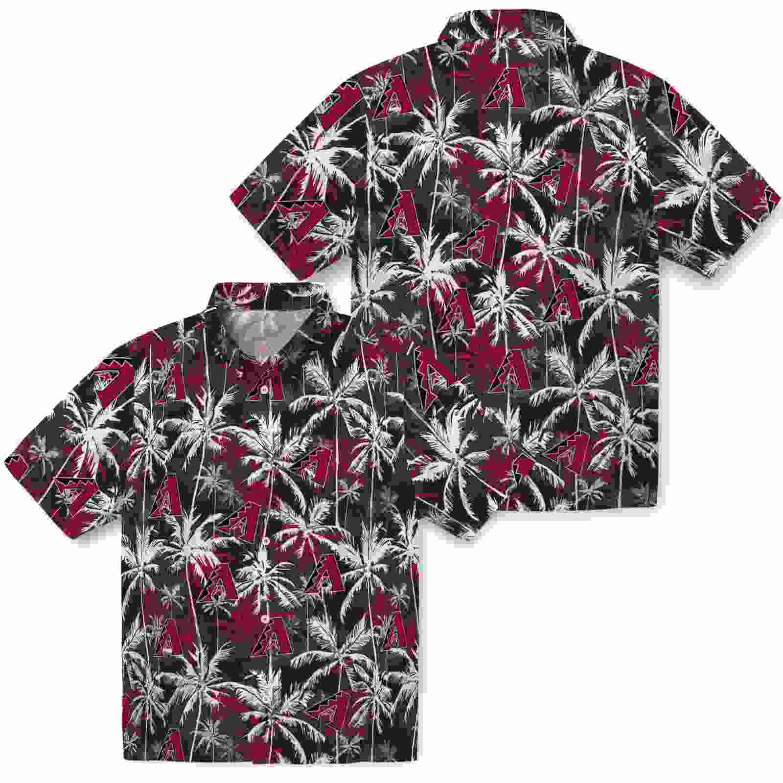 arizona diamondbacks palm pattern red black hawaiian shirt high quality