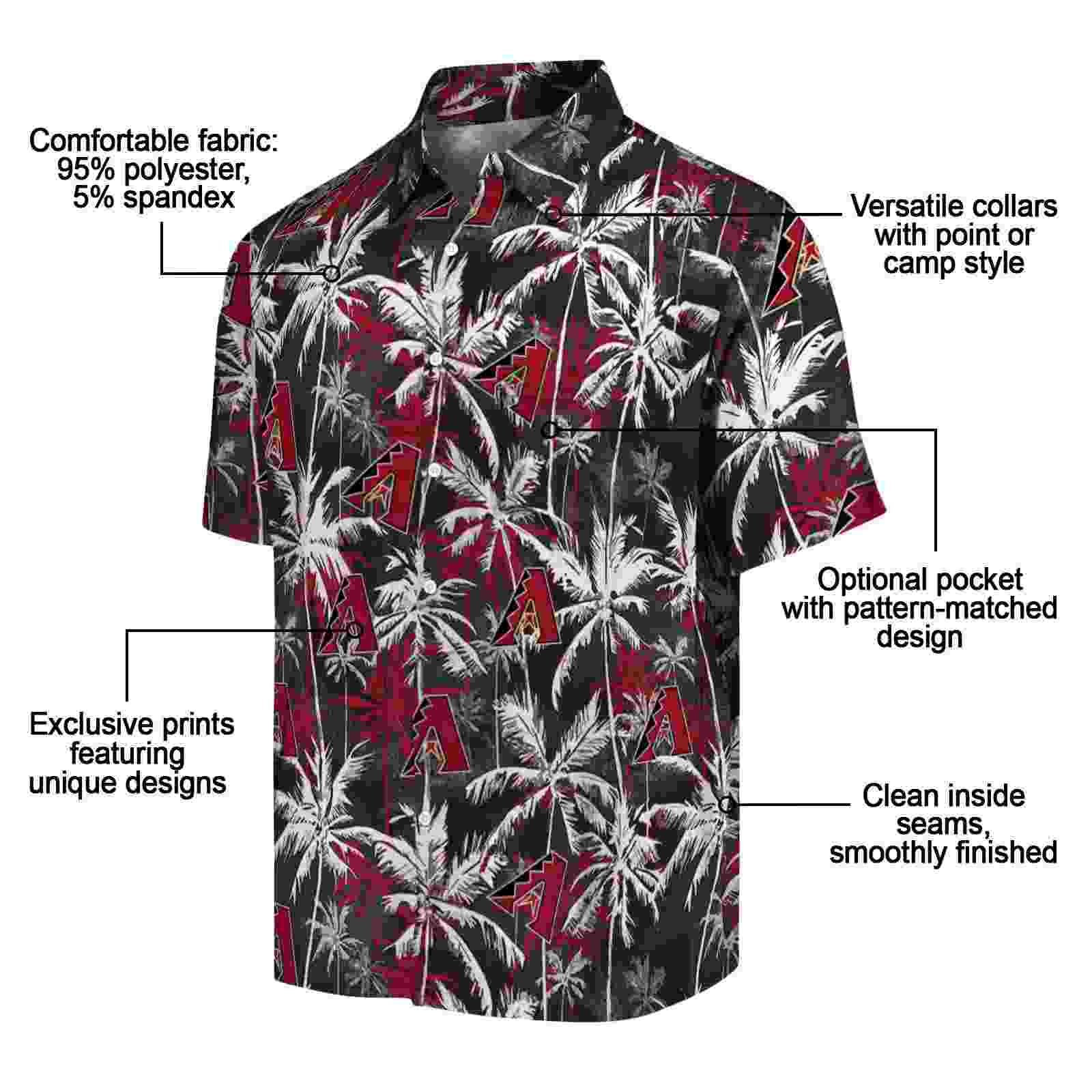 arizona diamondbacks palm pattern red black hawaiian shirt new arrival