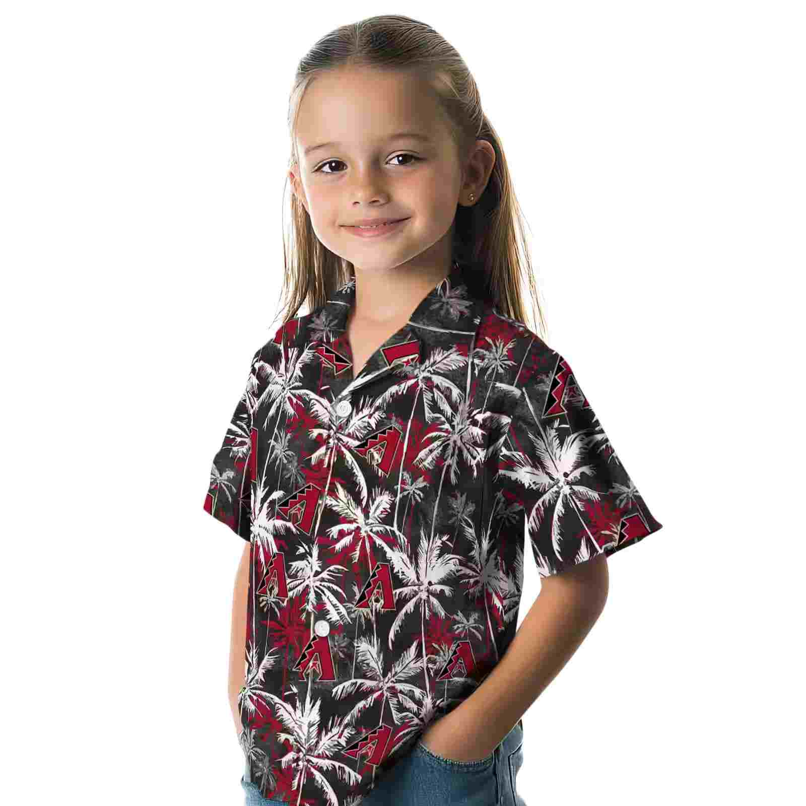 arizona diamondbacks palm pattern red black hawaiian shirt premium grade