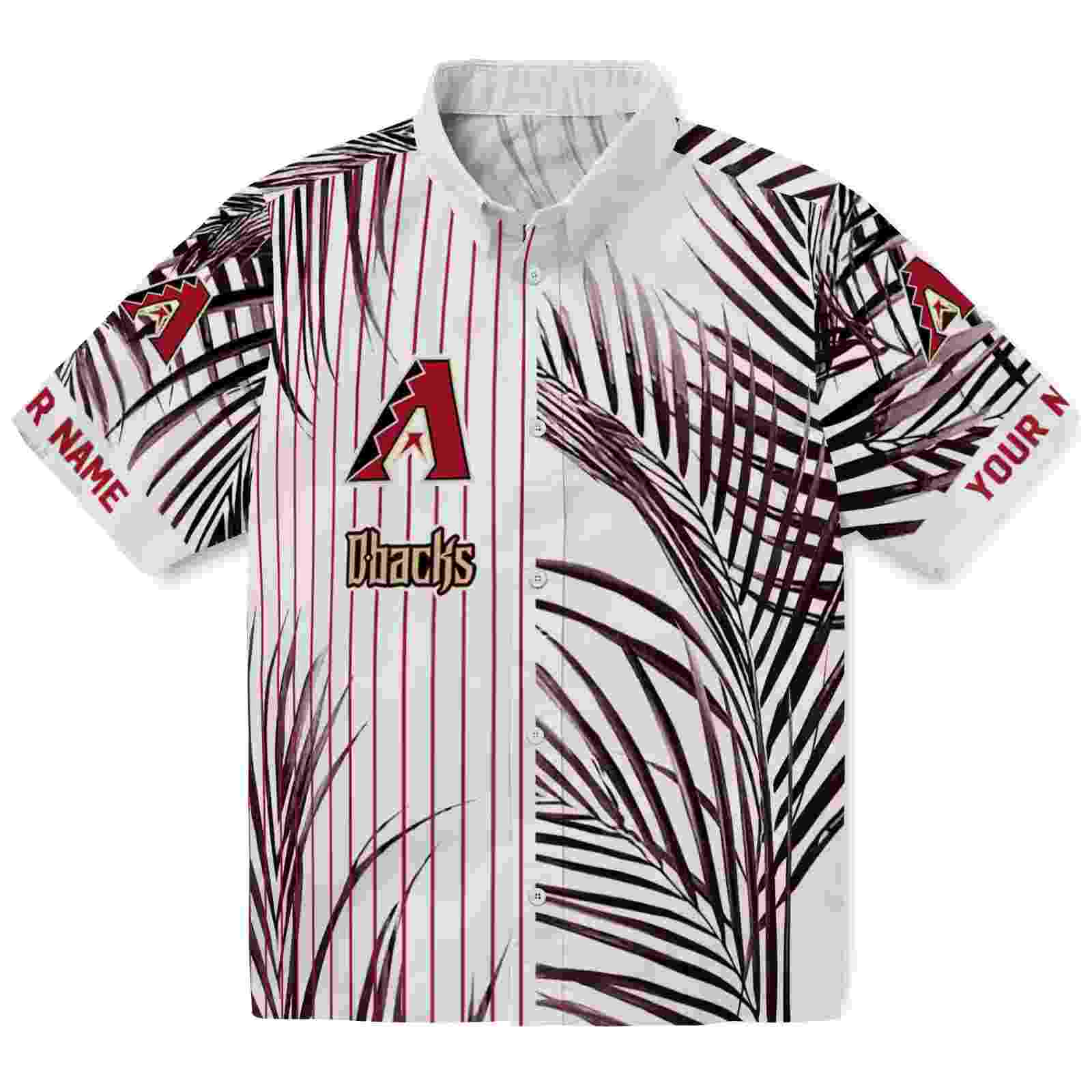 Arizona Diamondbacks Palm Stripes Red Black White Hawaiian Shirt