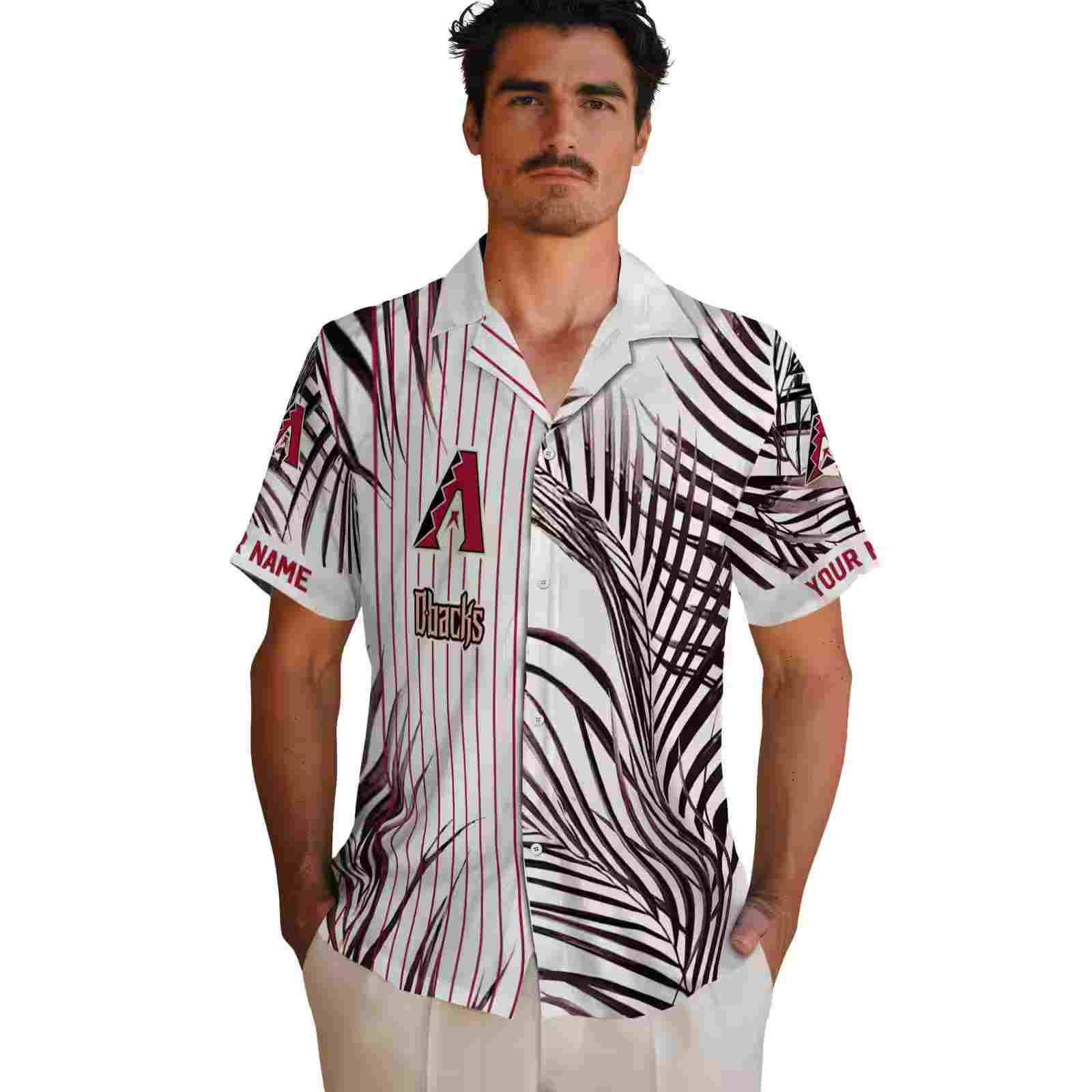 arizona diamondbacks palm stripes red black white hawaiian shirt fashion forward