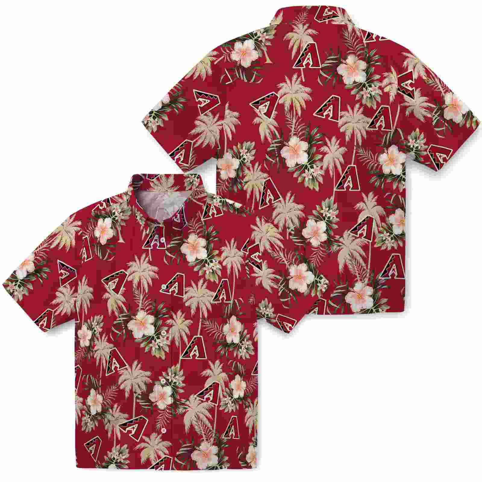 arizona diamondbacks palm tree flower red hawaiian shirt high quality